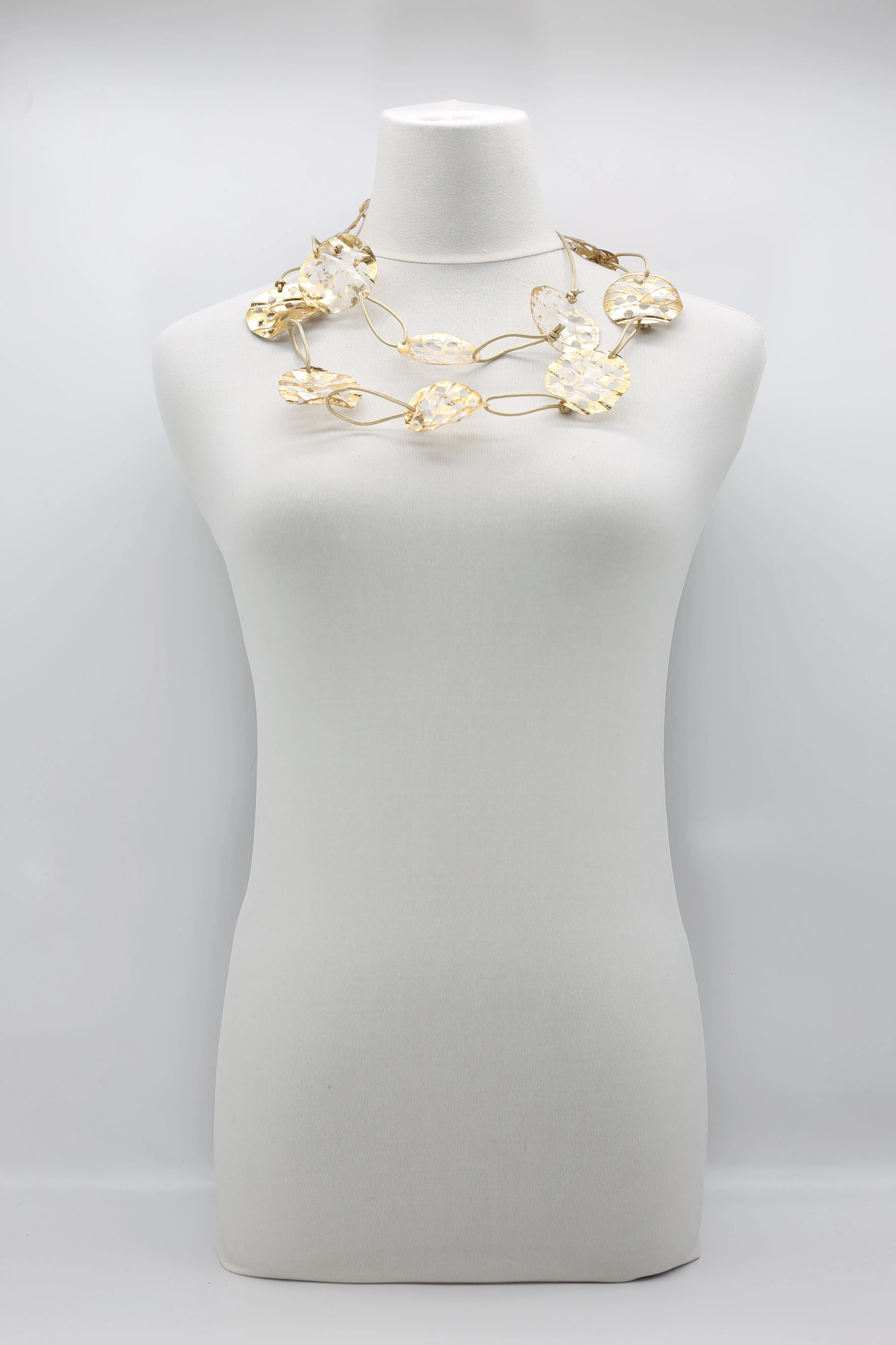Aqua Lotus Root Necklace - Hand-gilded -Large