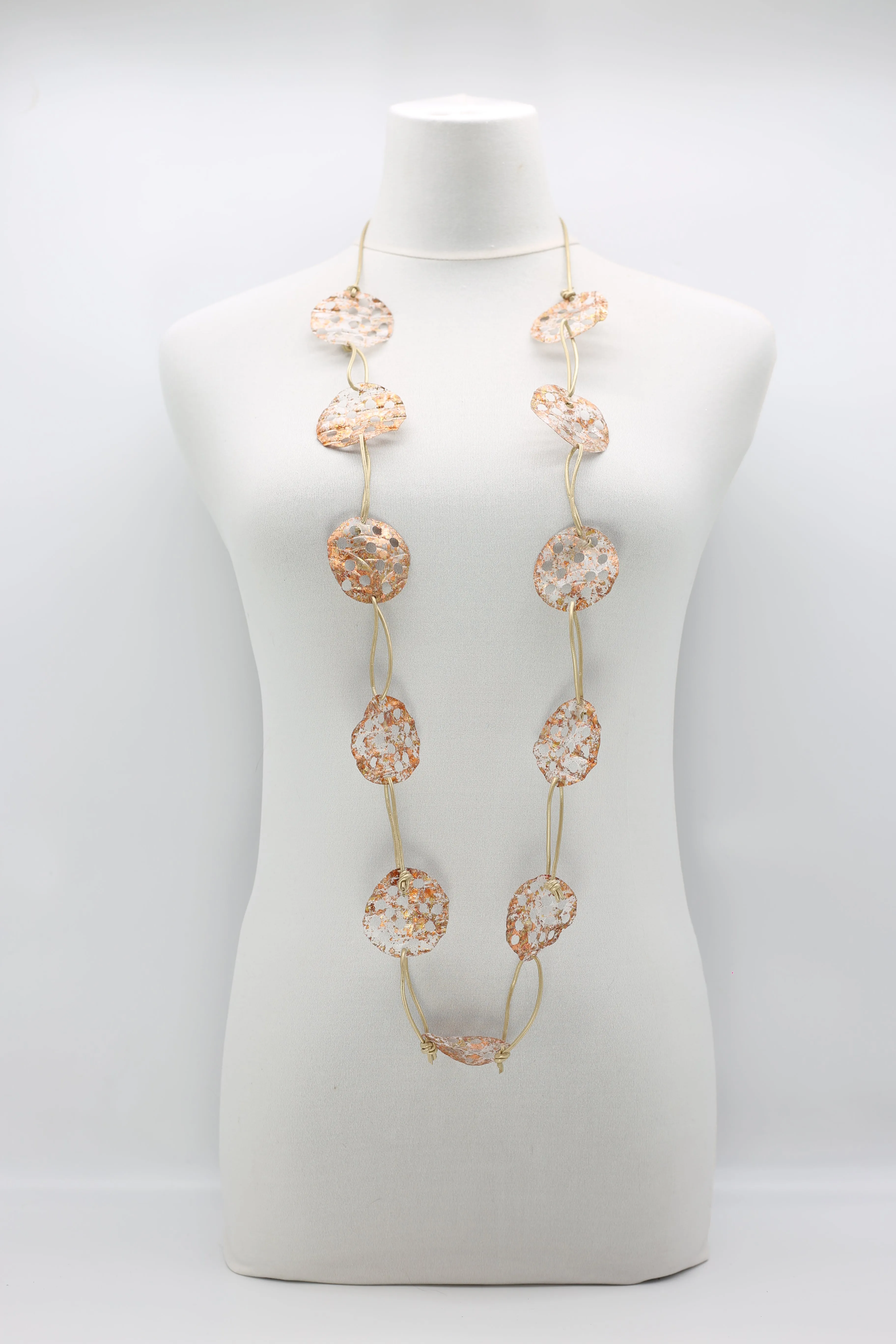 Aqua Lotus Root Necklace - Hand-gilded -Large