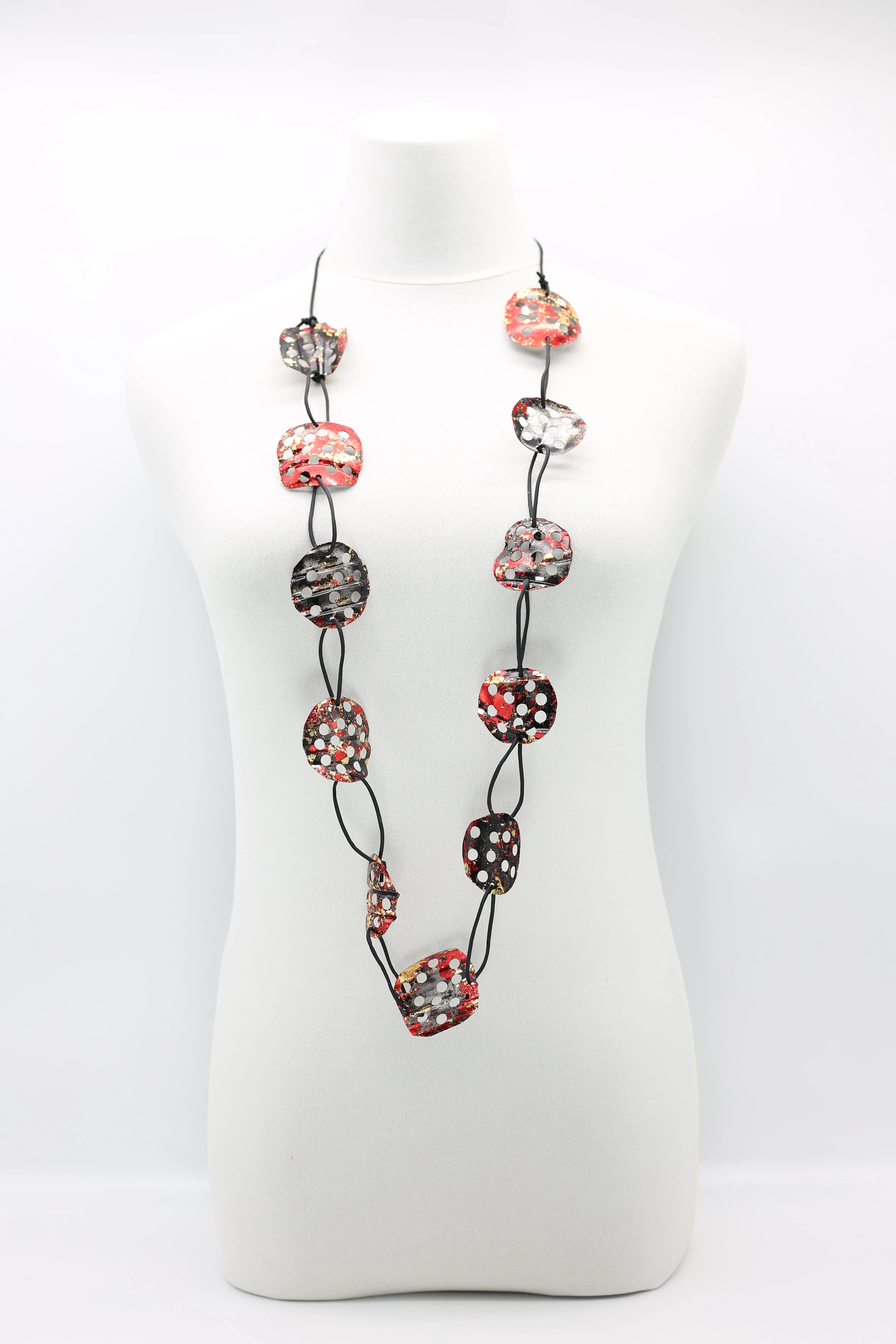 Aqua Lotus Root Necklace - Hand-gilded -Large