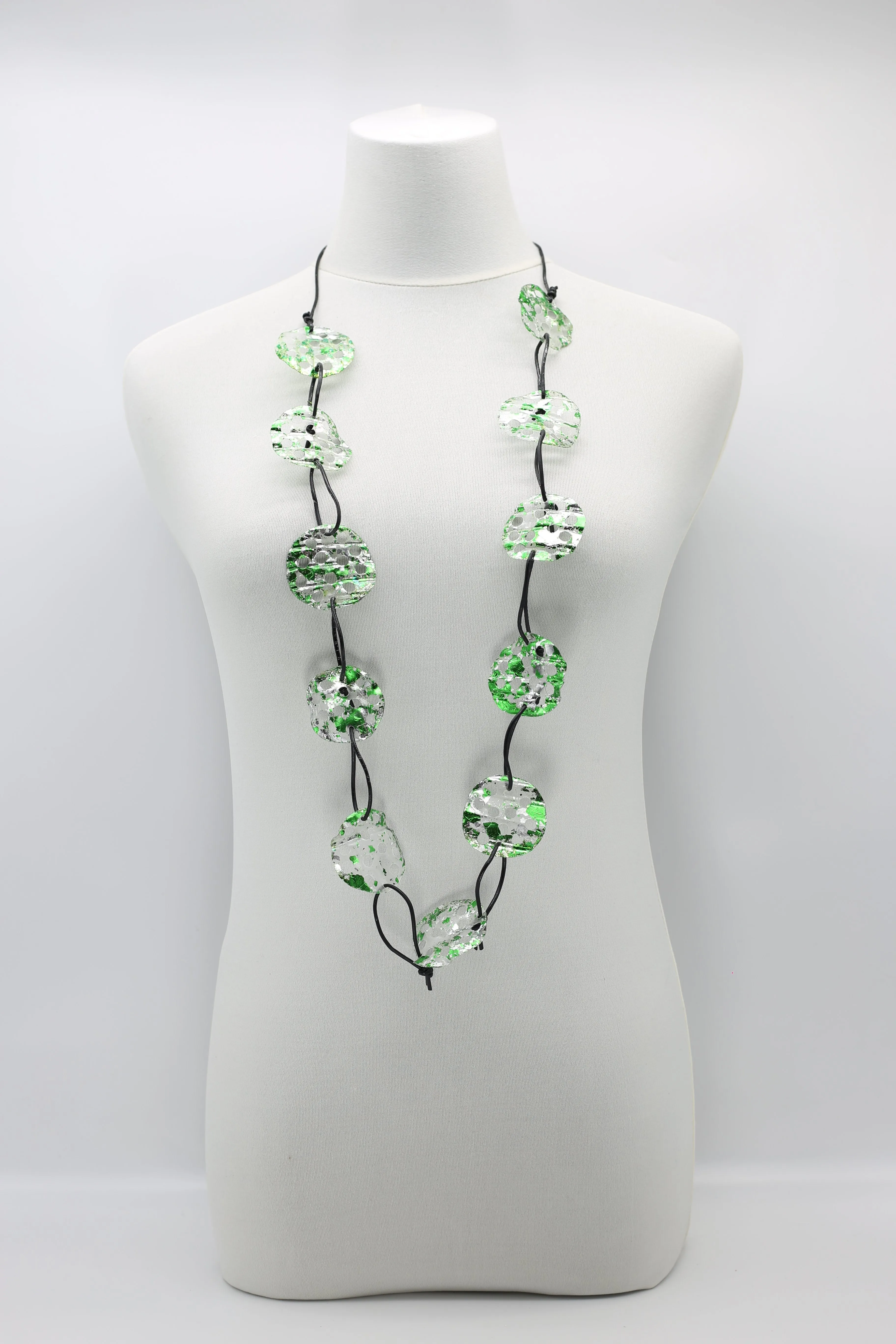 Aqua Lotus Root Necklace - Hand-gilded -Large