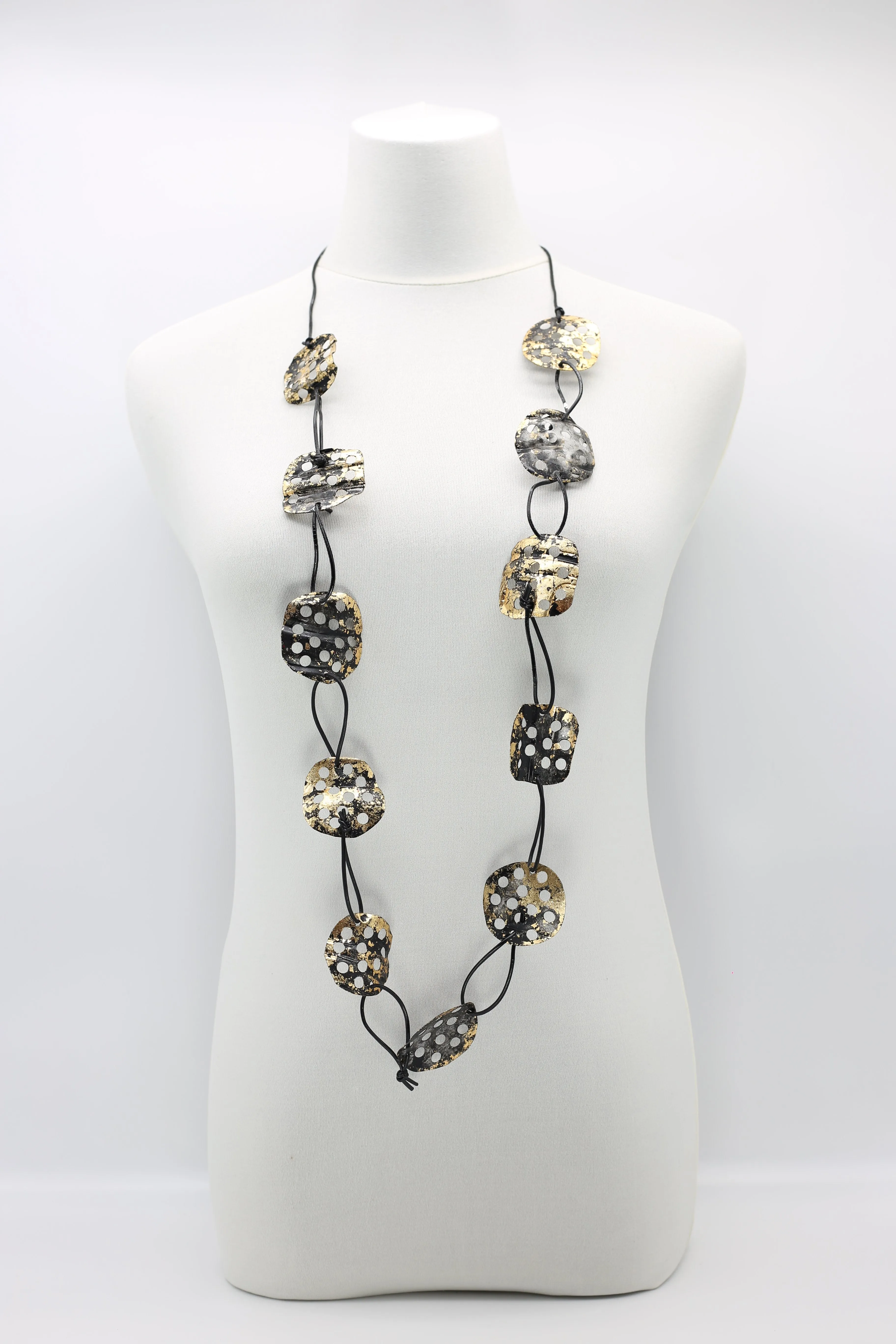 Aqua Lotus Root Necklace - Hand-gilded -Large
