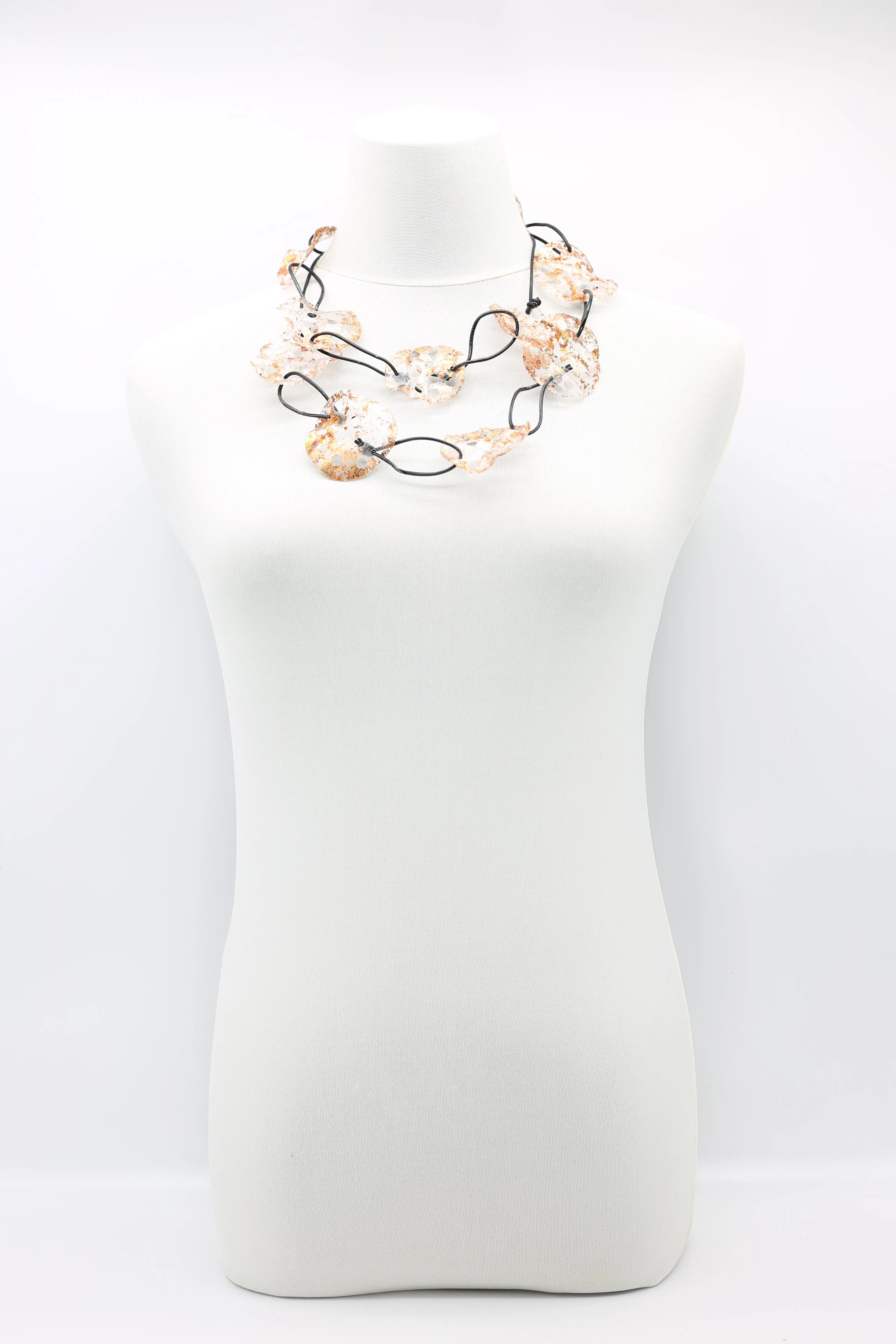 Aqua Lotus Root Necklace - Hand-gilded -Large