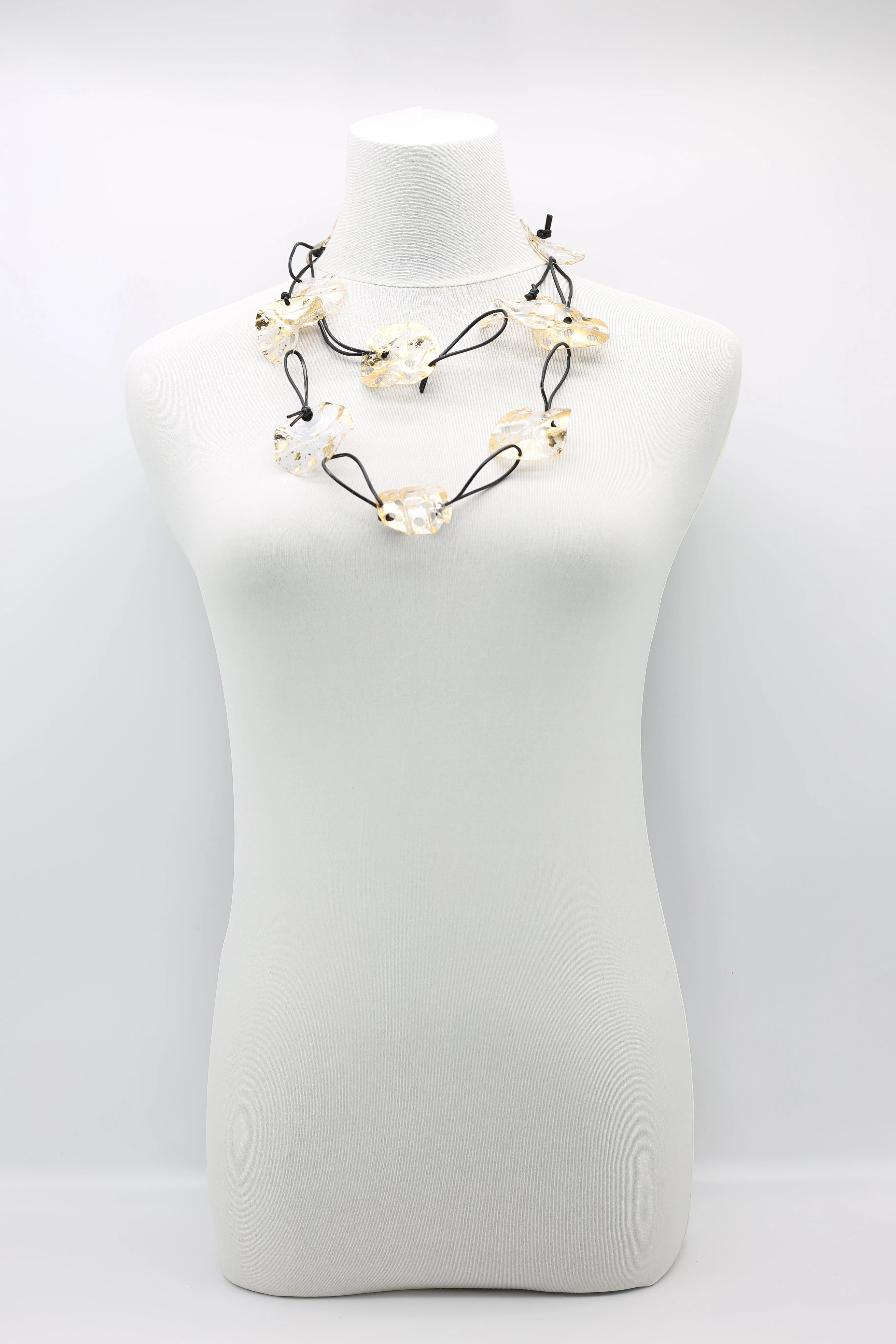 Aqua Lotus Root Necklace - Hand-gilded -Large