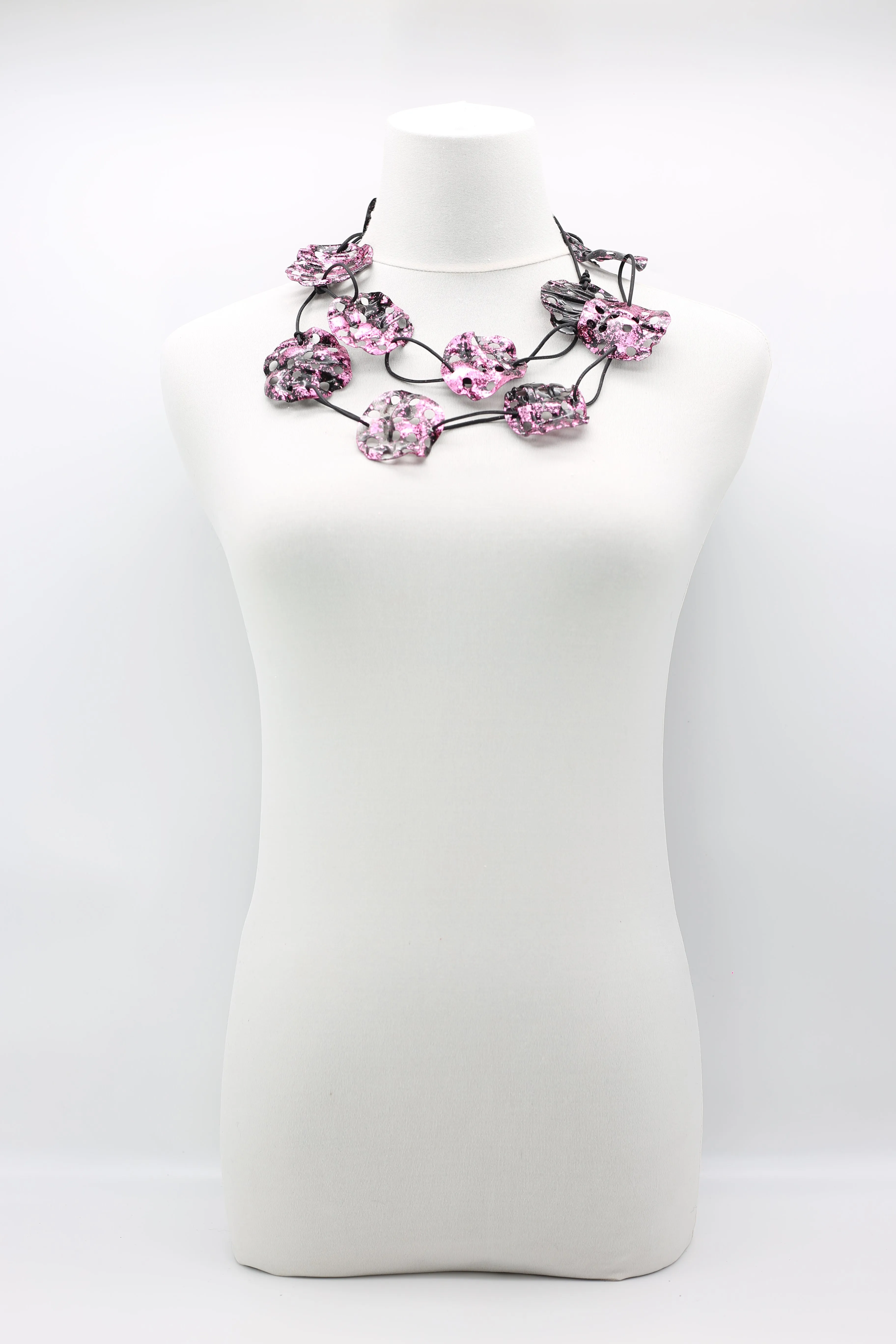 Aqua Lotus Root Necklace - Hand-gilded -Large