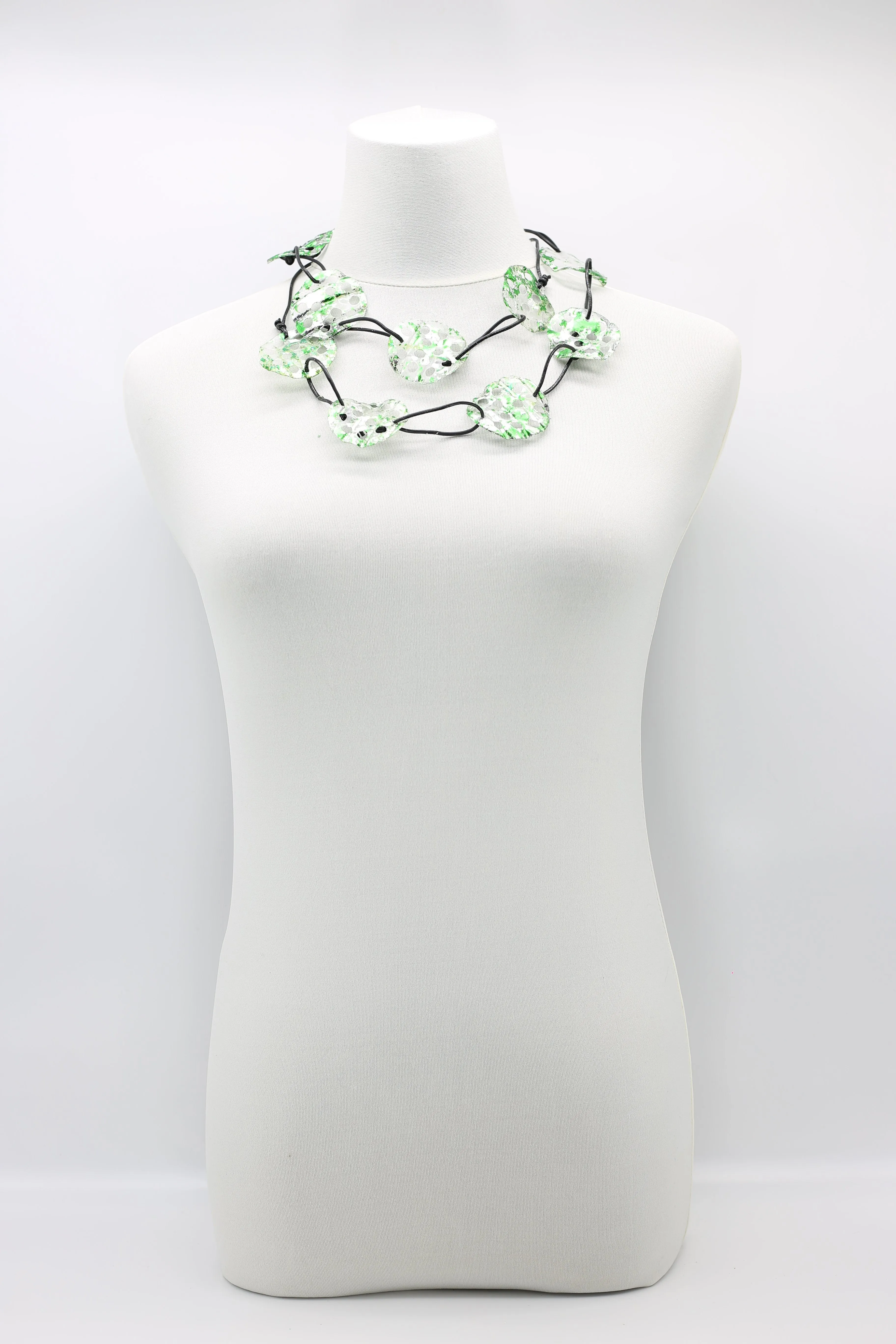 Aqua Lotus Root Necklace - Hand-gilded -Large