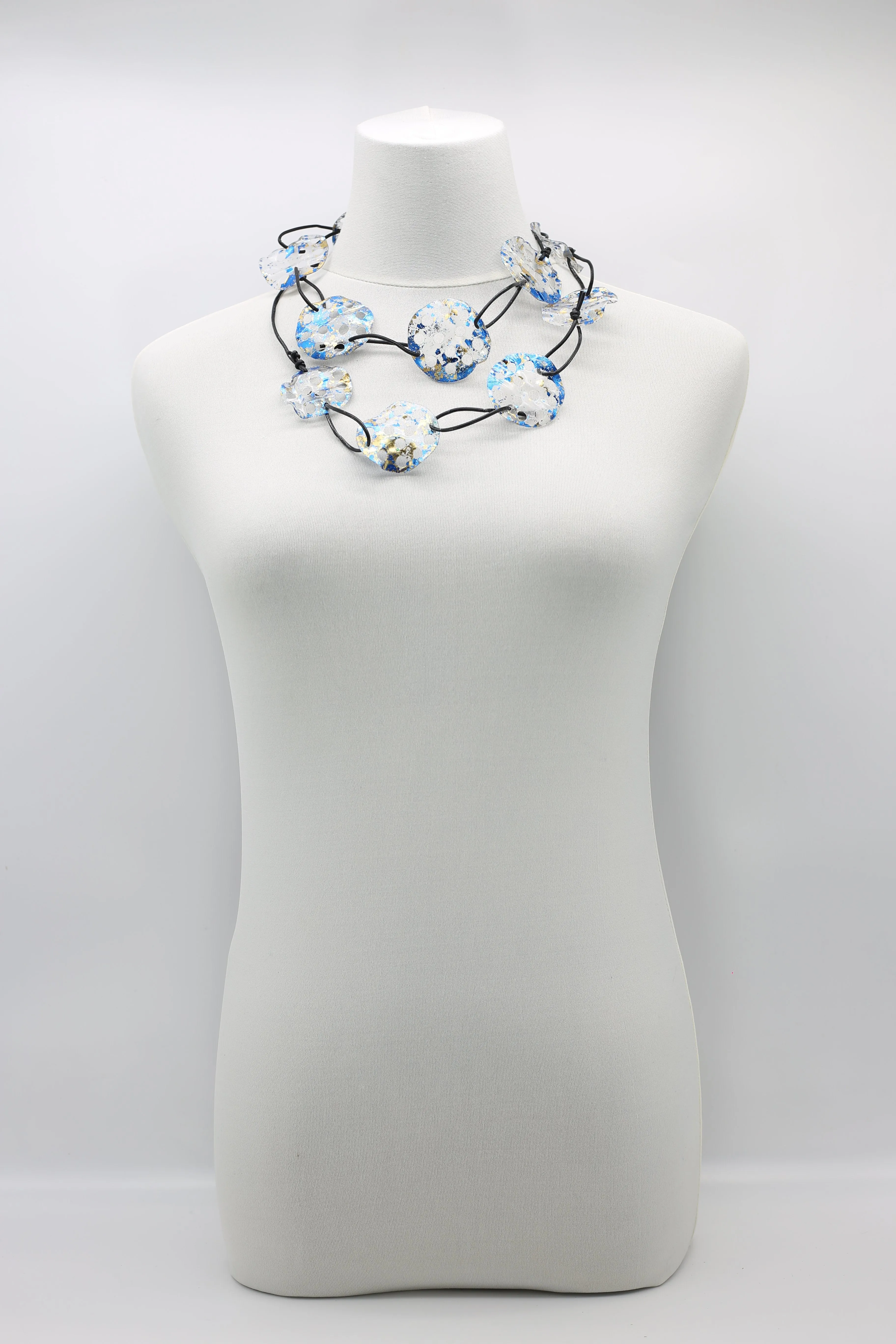 Aqua Lotus Root Necklace - Hand-gilded -Large