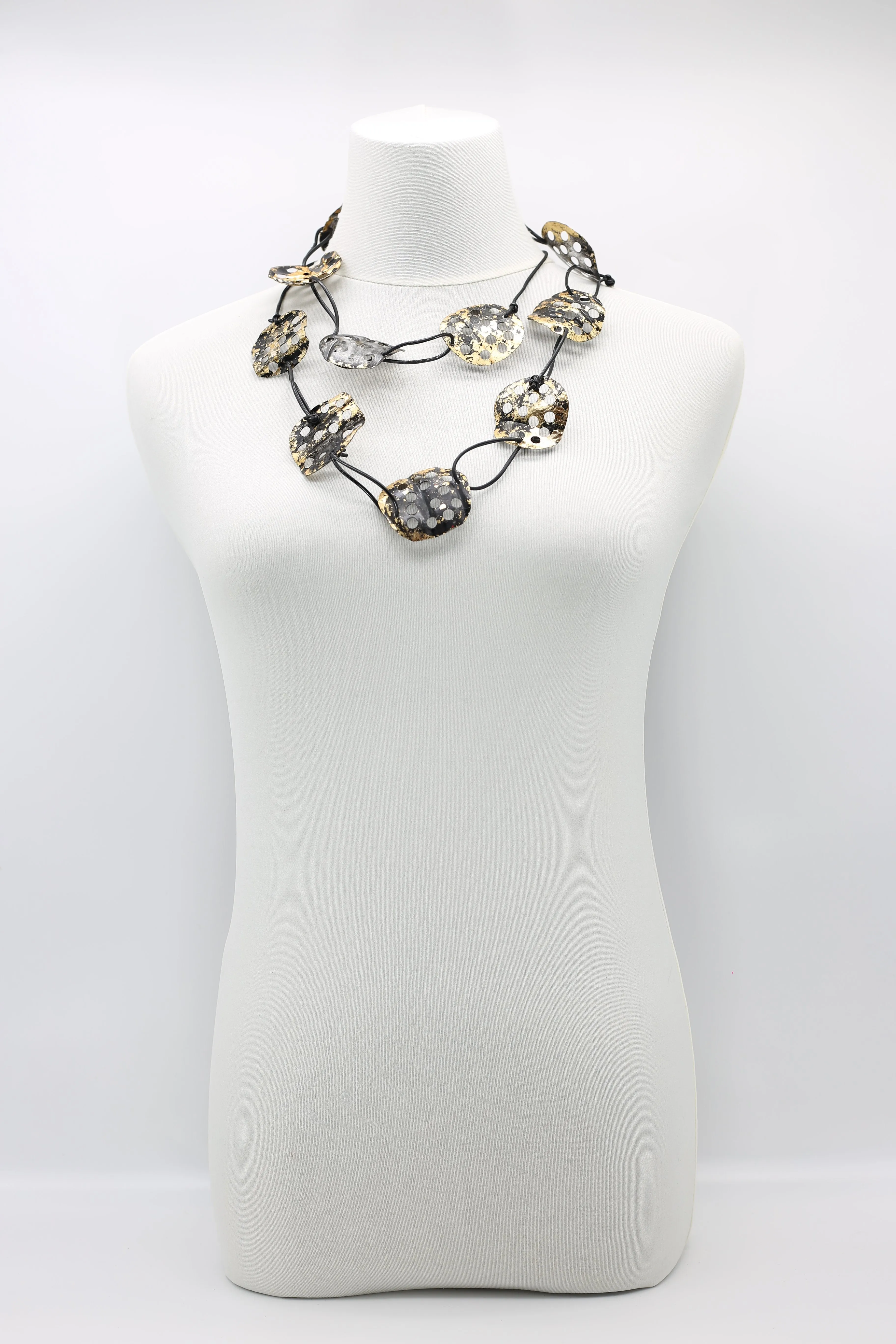 Aqua Lotus Root Necklace - Hand-gilded -Large