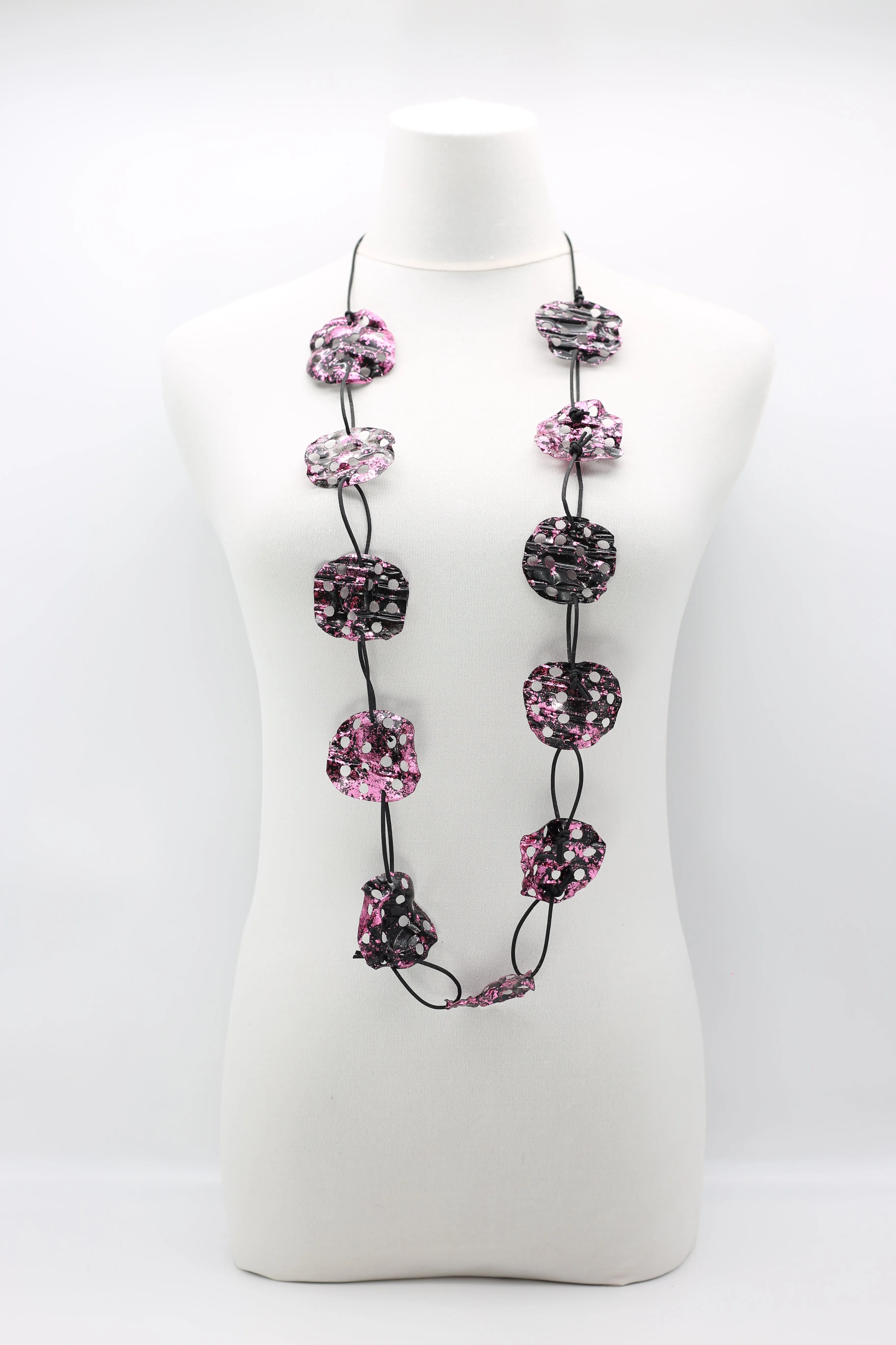 Aqua Lotus Root Necklace - Hand-gilded -Large