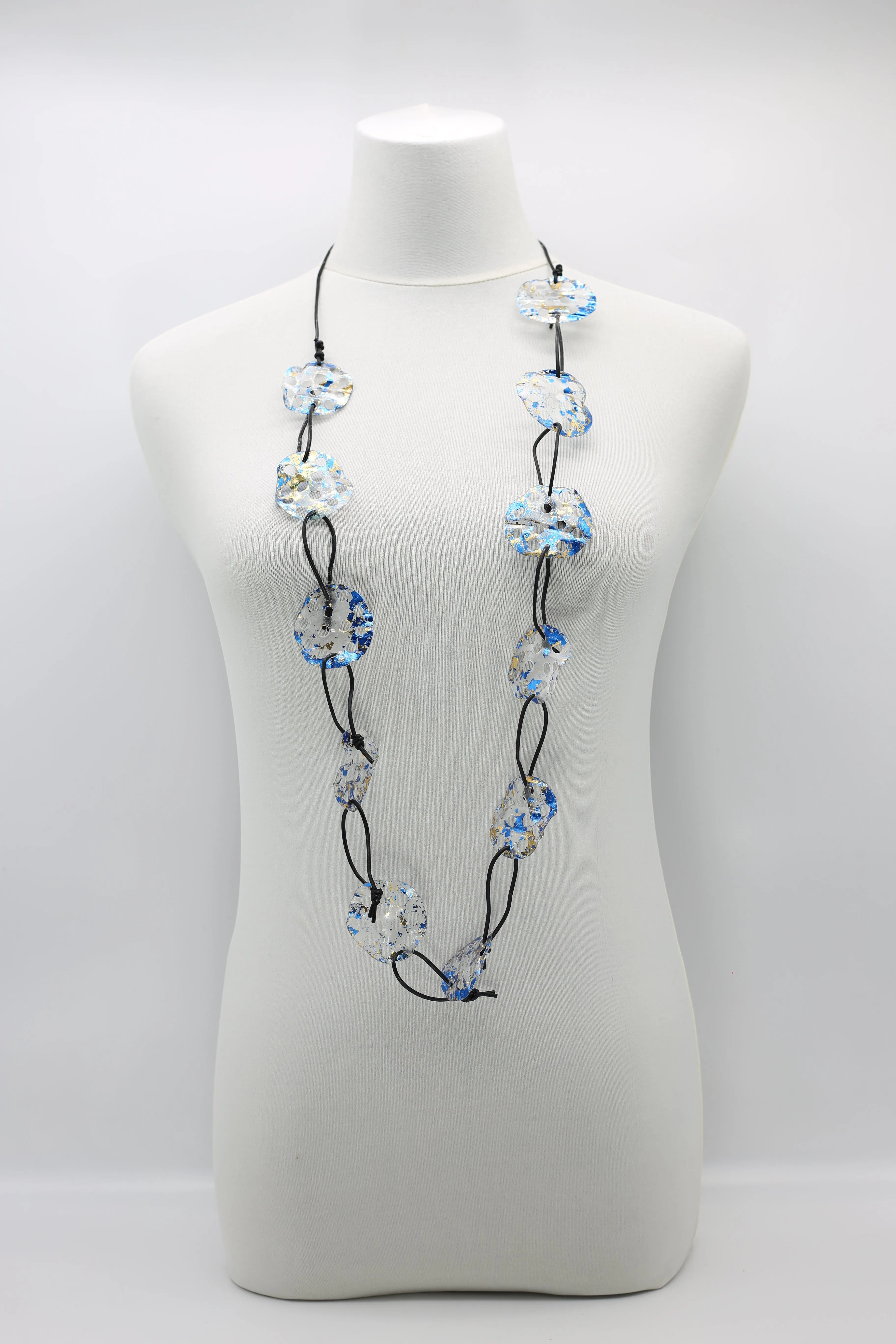 Aqua Lotus Root Necklace - Hand-gilded -Large