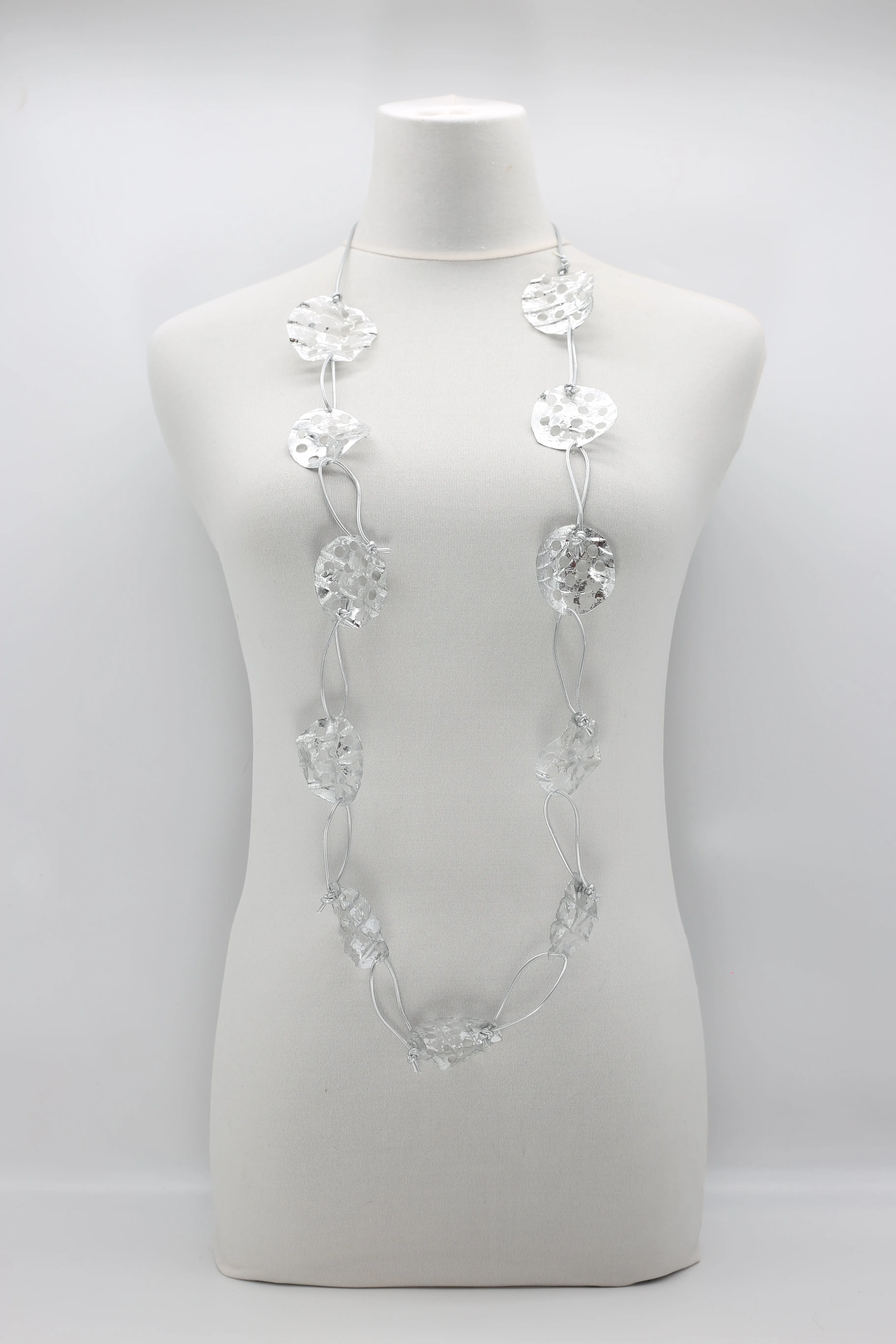 Aqua Lotus Root Necklace - Hand-gilded -Large