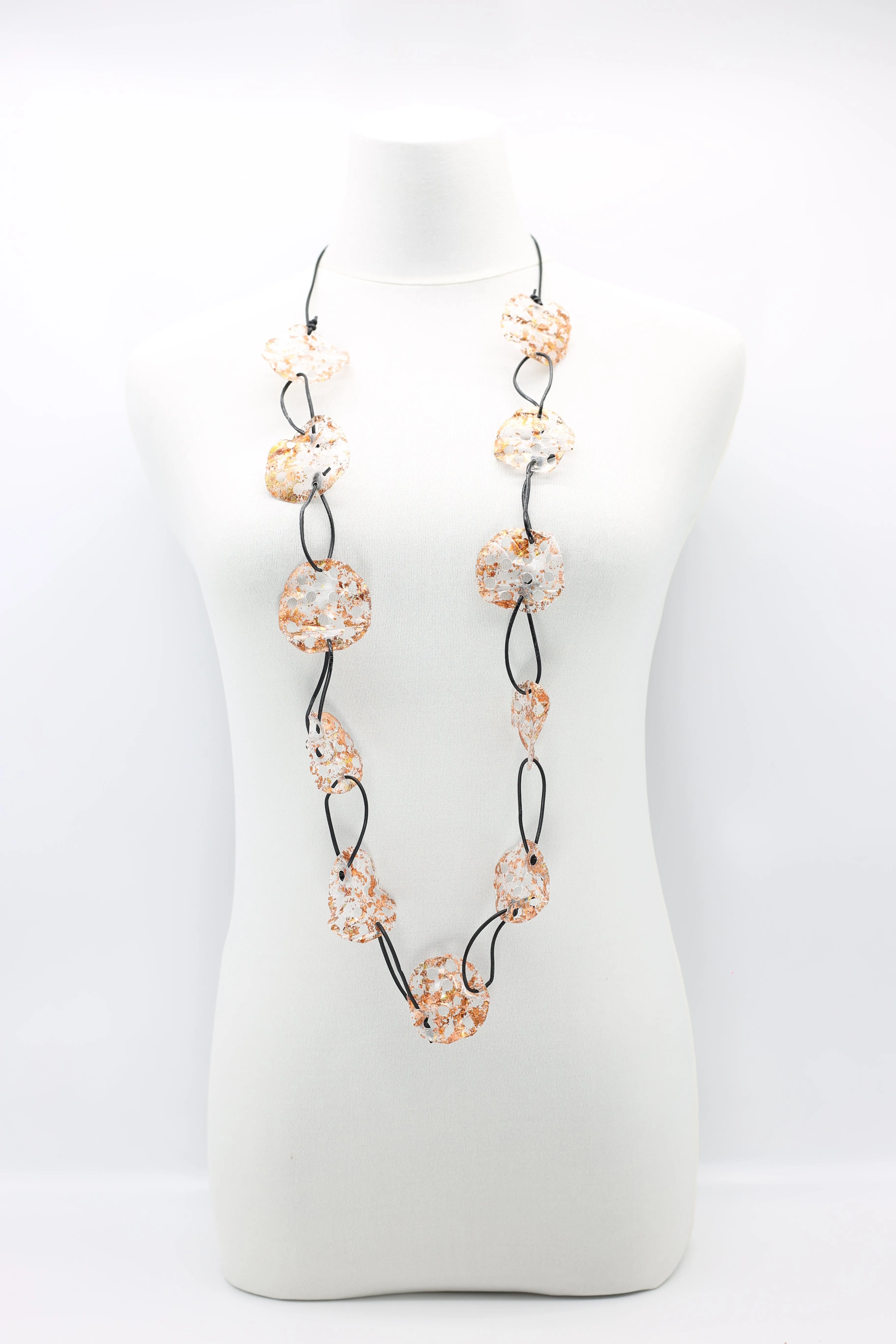 Aqua Lotus Root Necklace - Hand-gilded -Large