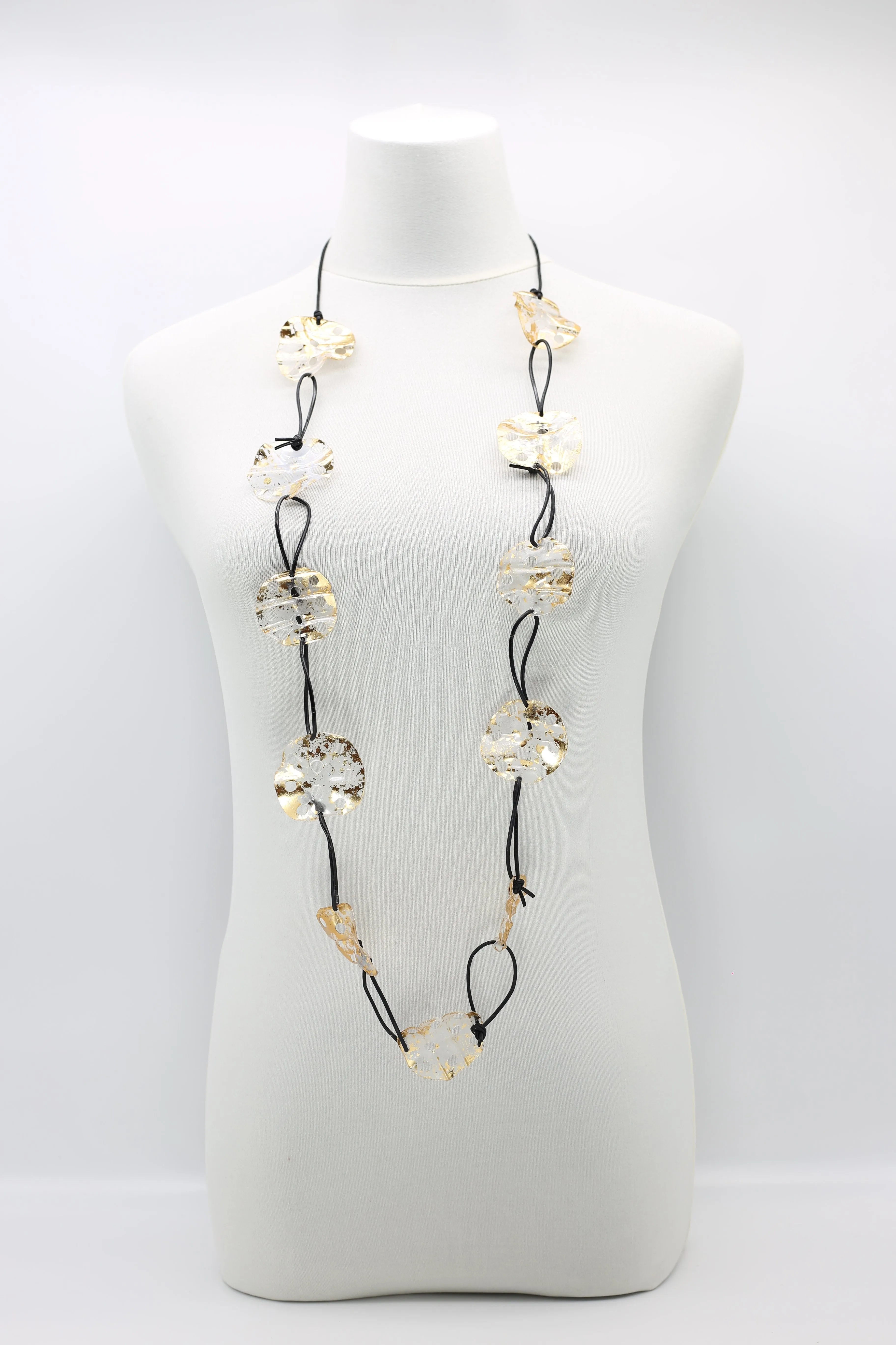 Aqua Lotus Root Necklace - Hand-gilded -Large