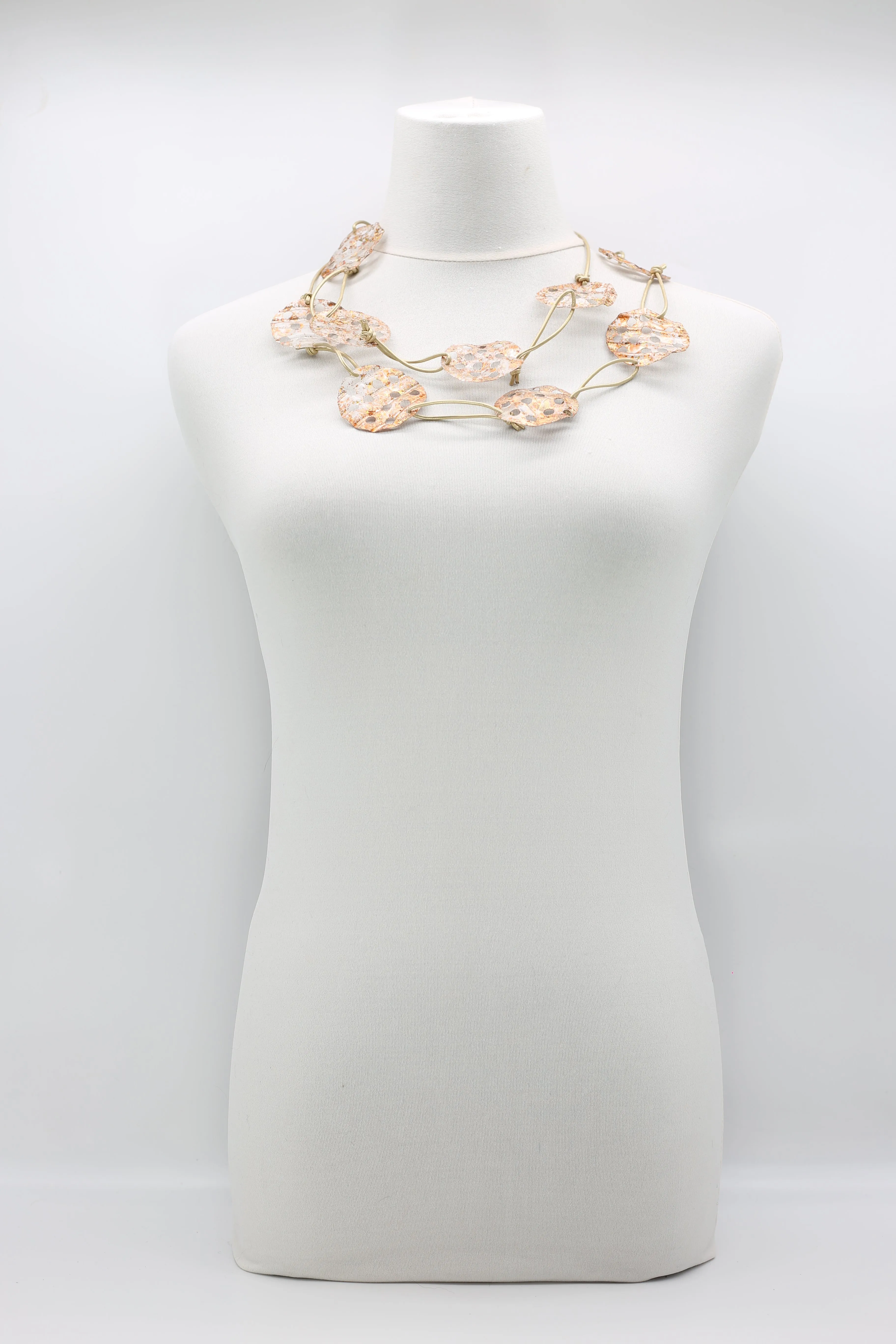 Aqua Lotus Root Necklace - Hand-gilded -Large