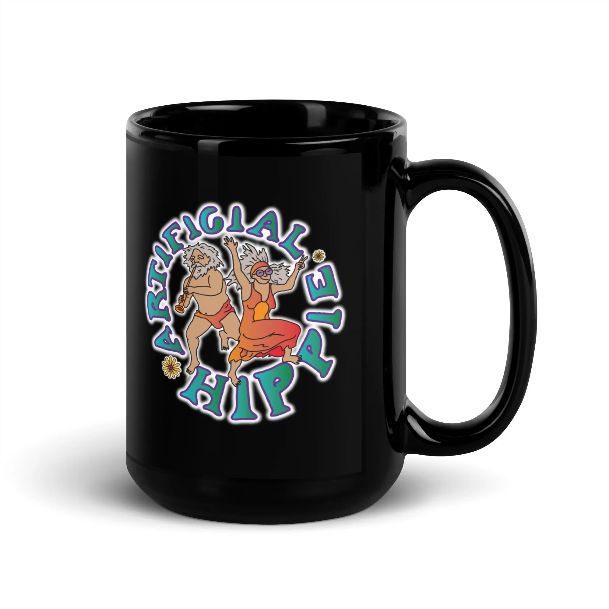 ARTIFICIALLY HIPPIE Black Glossy Mug