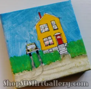 ARTWORK: Mixed Media Artwork With Easel by Local Artisan