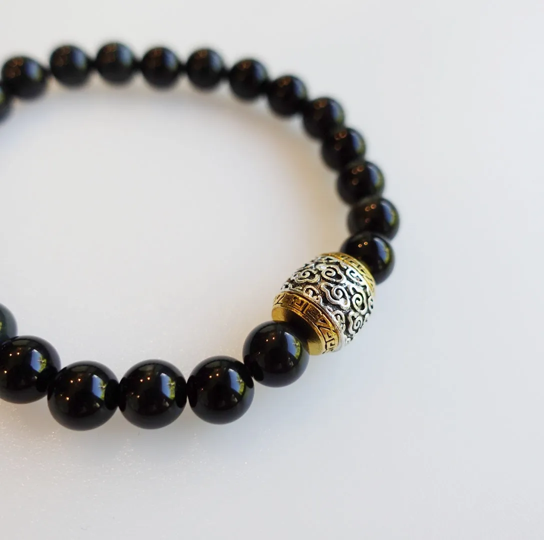 Auspicious Beaded Obsidian Bracelet for Men