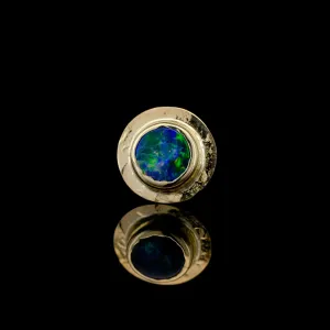 Australian Blue Opal in Yellow Gold Sandman - 14ga Threaded end