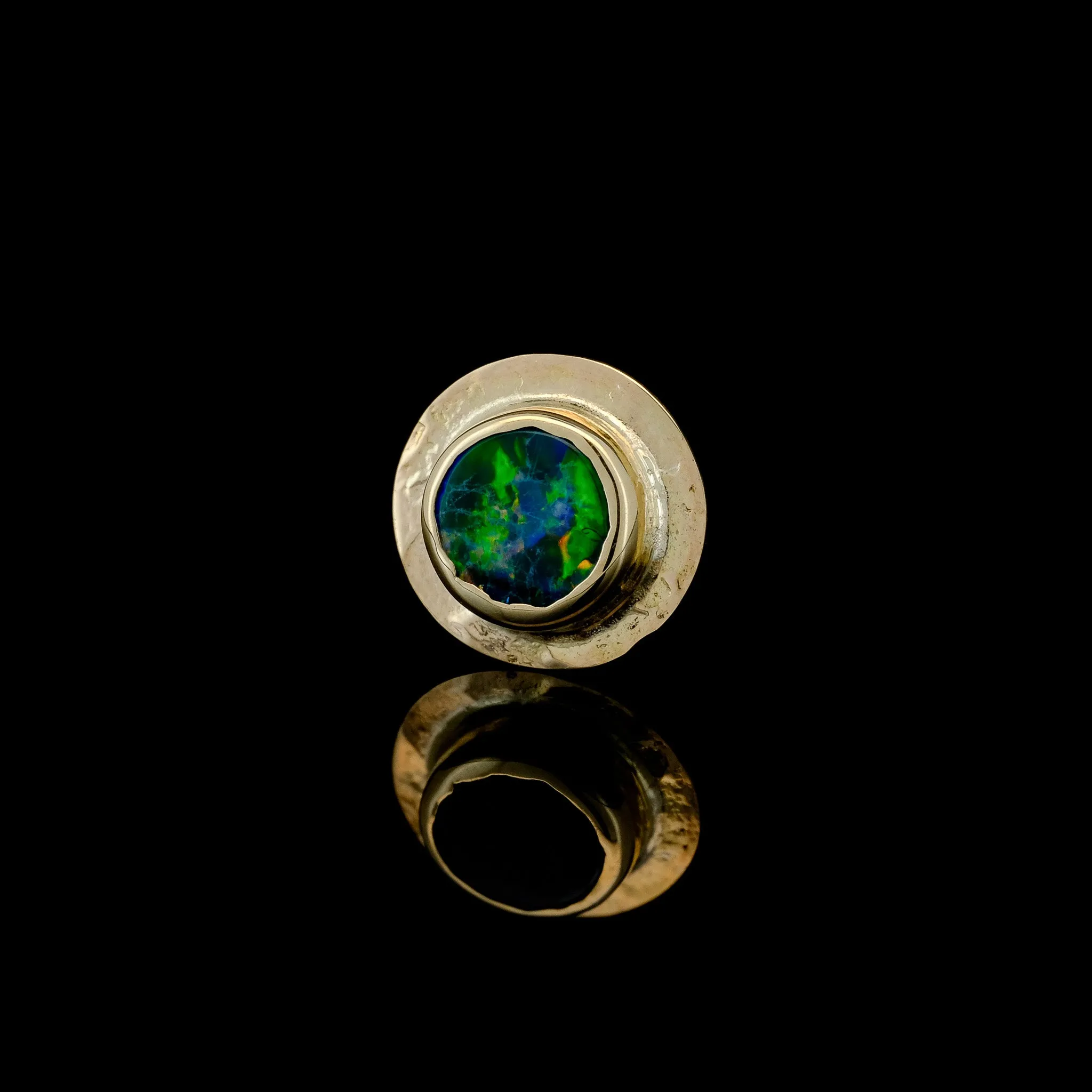 Australian Blue Opal in Yellow Gold Sandman - 14ga Threaded end