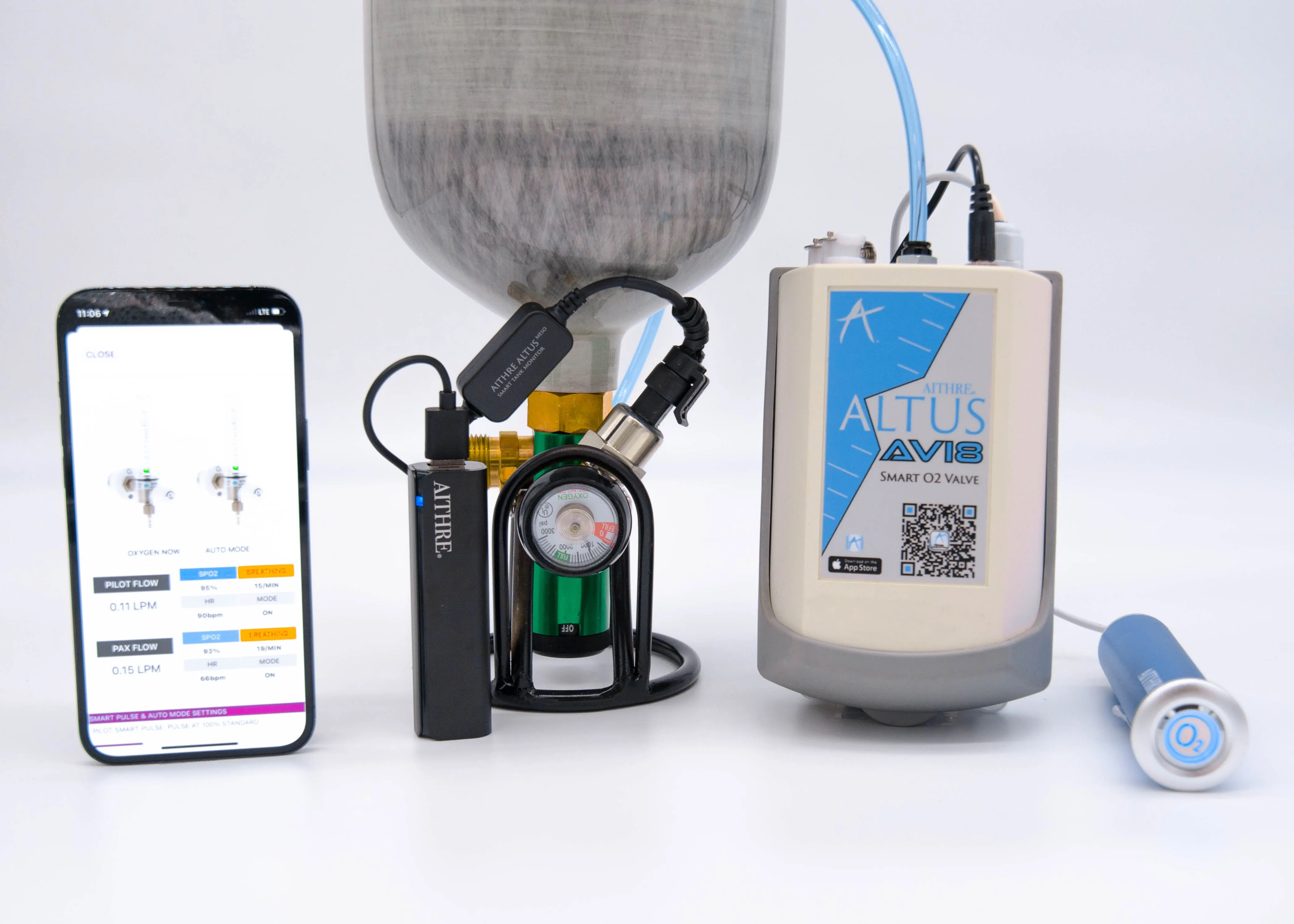 AVI8 2-Place Smart O2 Valve with 925L Bottle and Altus Meso