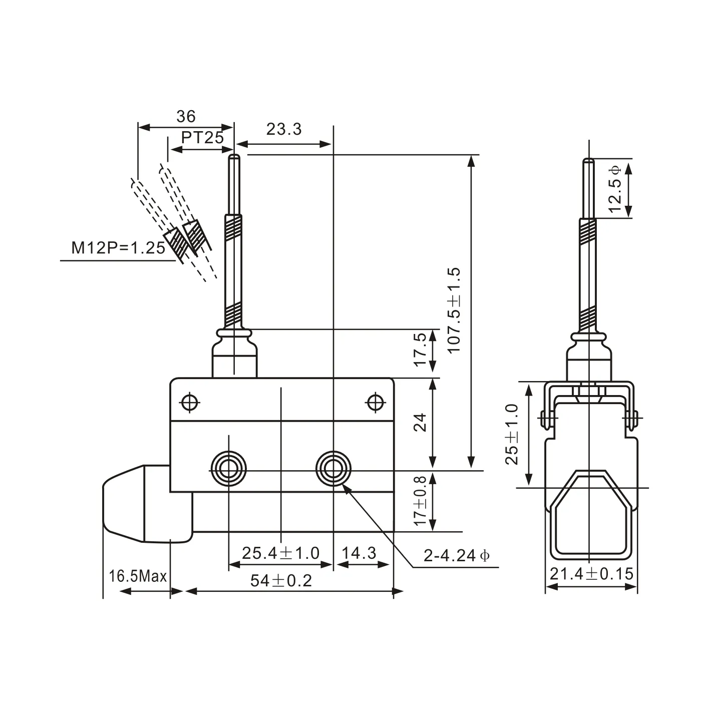 AZ-7166 Plastic Plunger on Spring Loaded Element Limit Switch