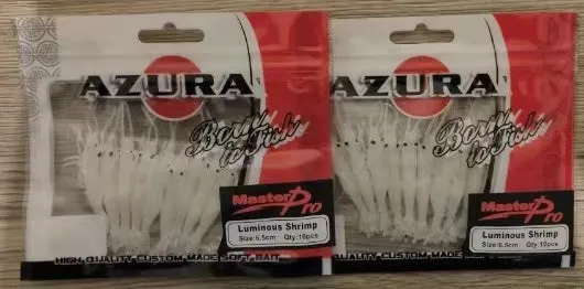 Azuna 20pcs Soft Plastic Luminous Prawn Shrimp Yabbie Fishing Lure 65mm