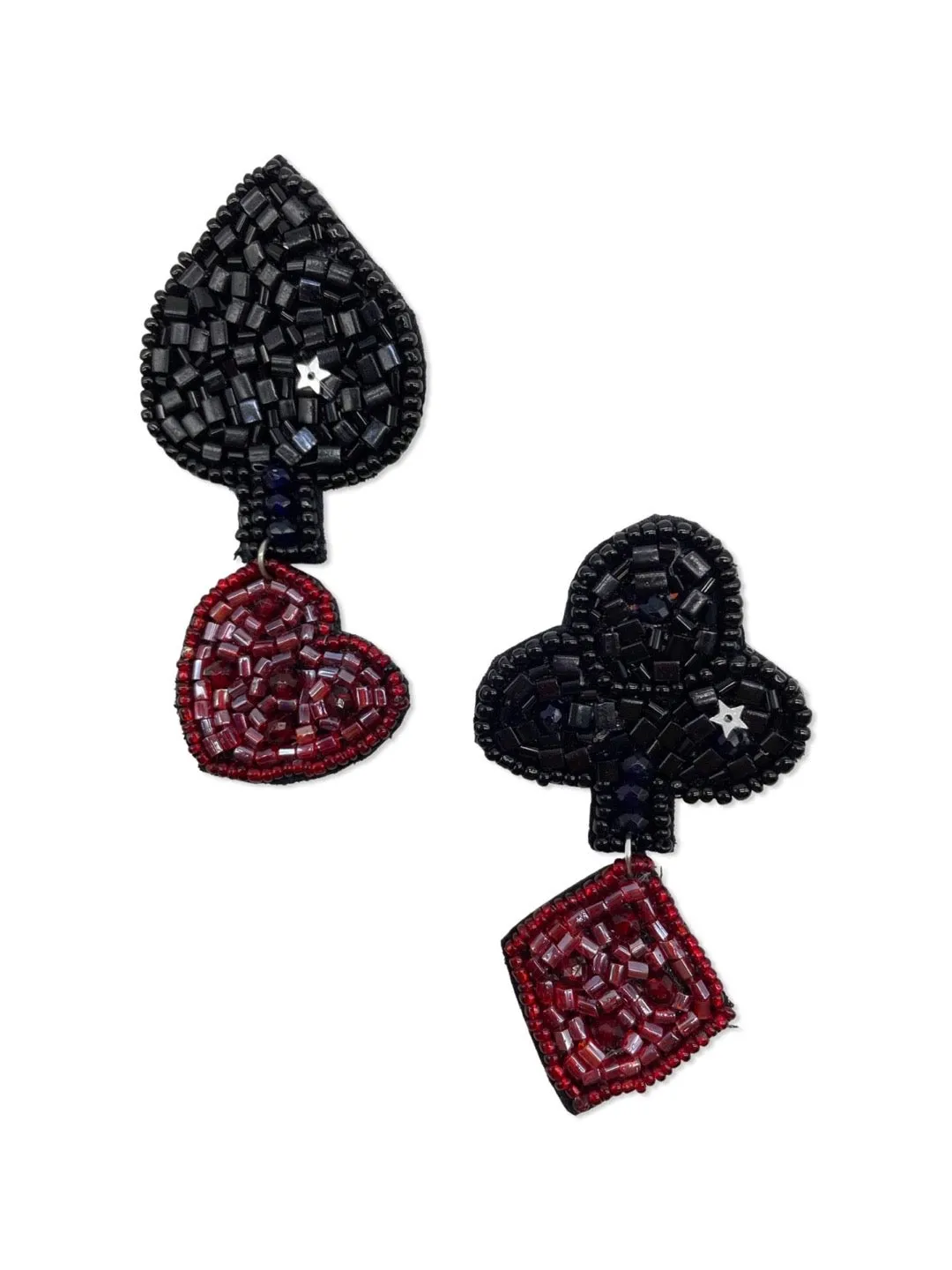 Balck & Maroon Beaded Tash Party Earring
