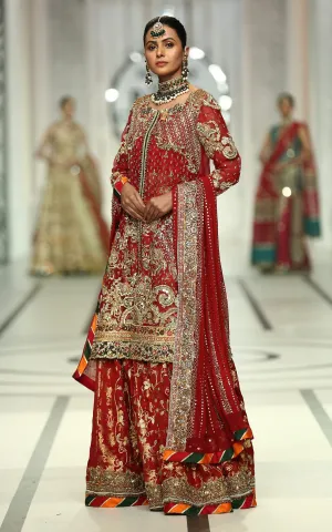 Barat Dress for Bride in Sharara Kameez Style #BS894