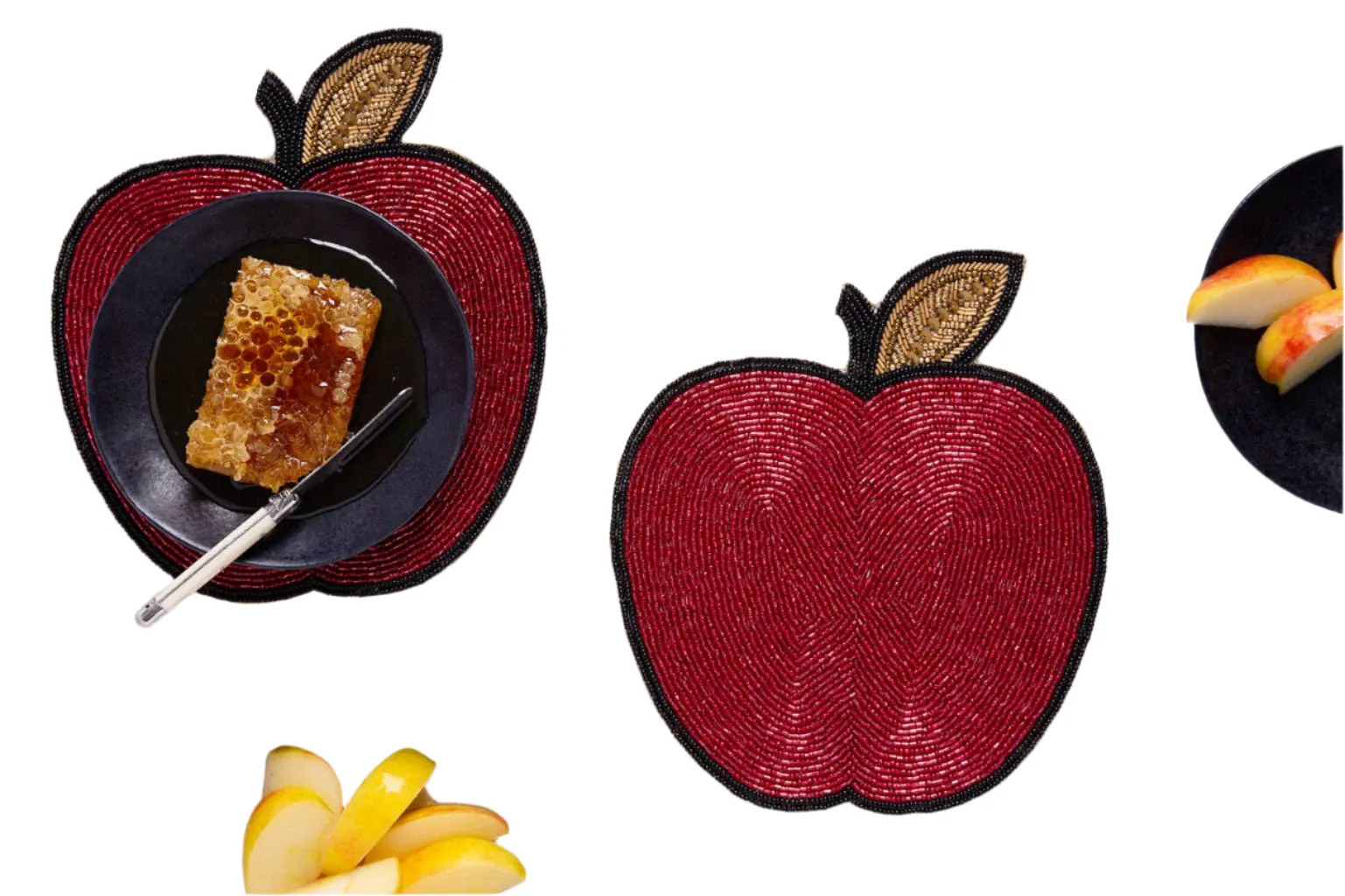 Beaded Apple Placemats Set of 2