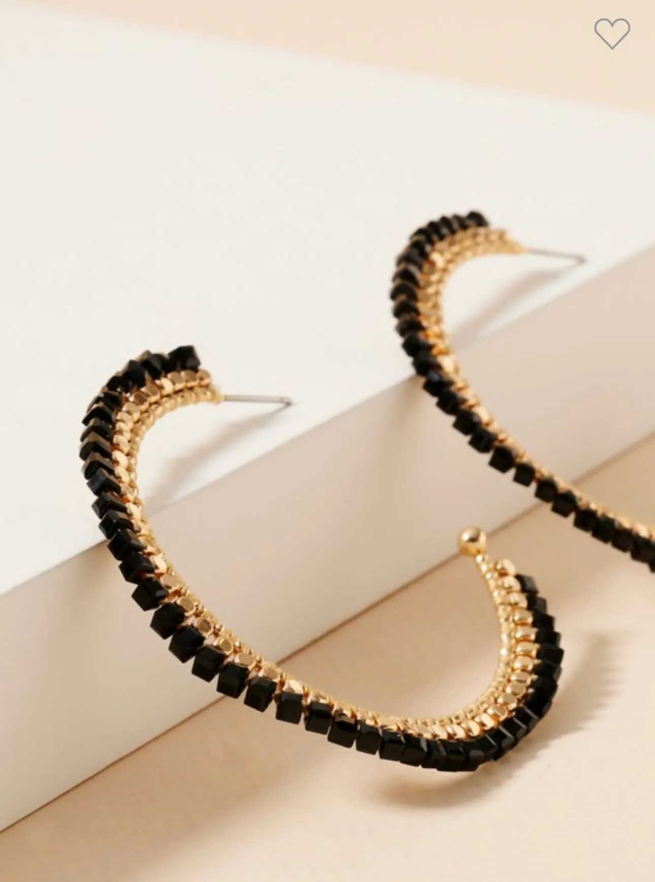 Beaded black hoop earrings