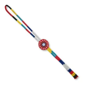 Beaded Bolo Tie w/ 2" Rosette and Fringe