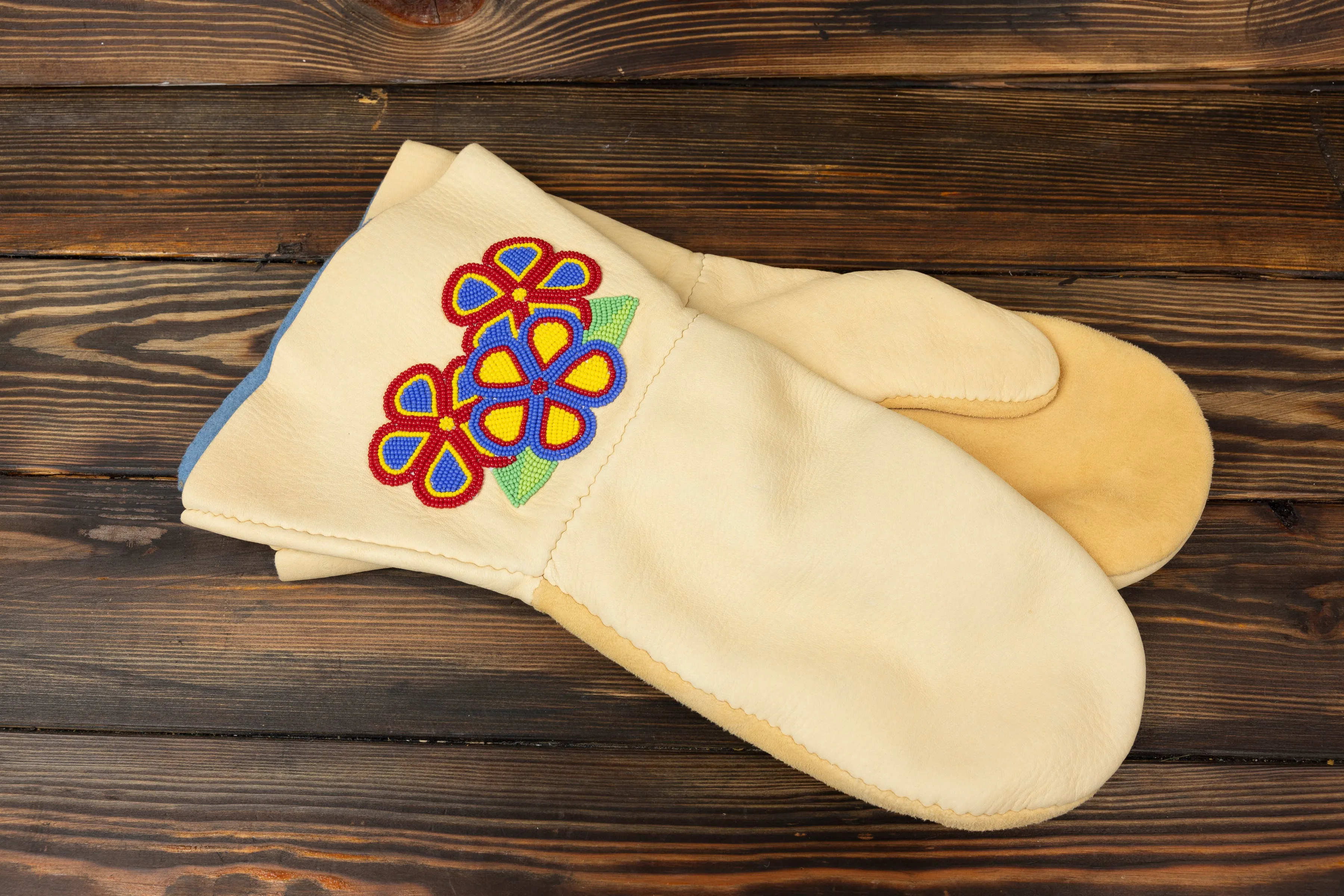 Beaded Buckskin Mitts