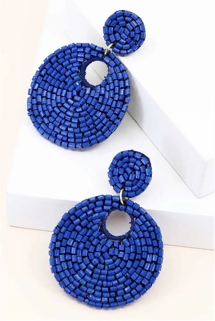 Beaded Circular Earrings, Two Colors