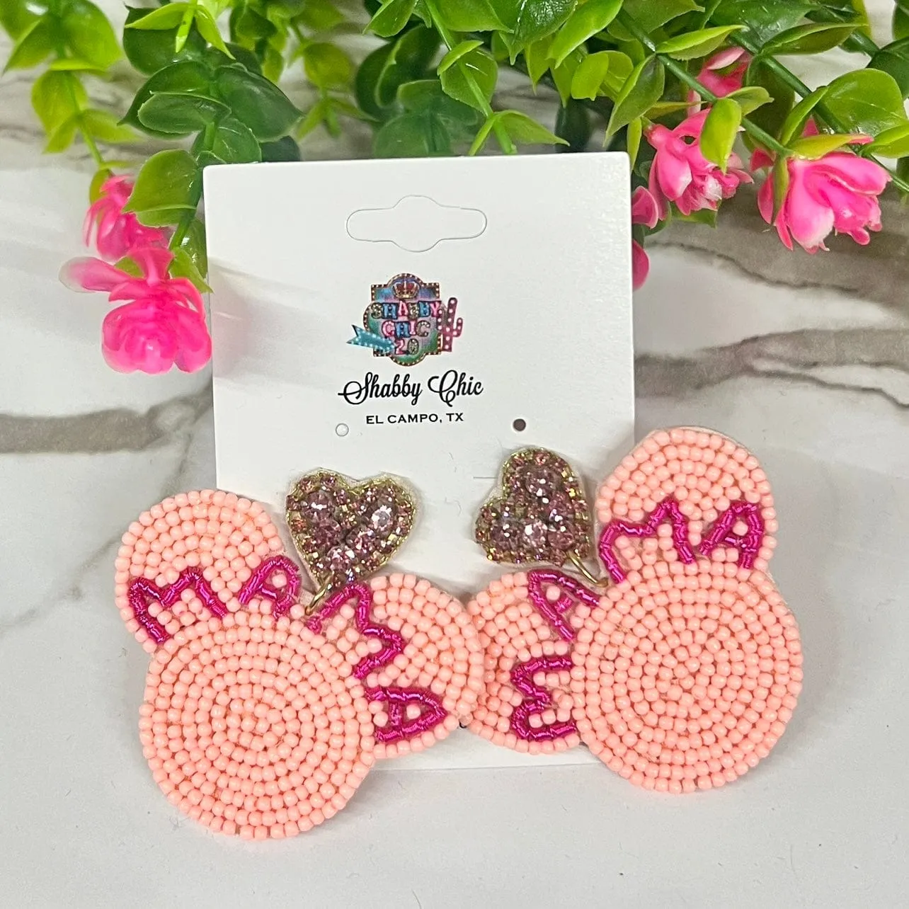 Beaded Pink Mama Earrings