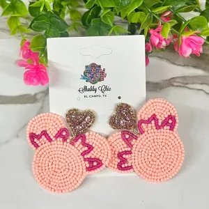 Beaded Pink Mama Earrings