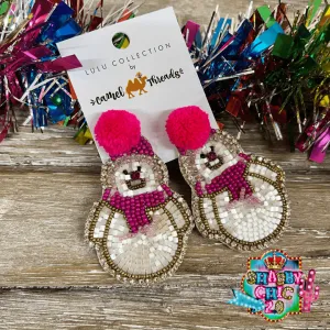 Beaded Snowman Earrings