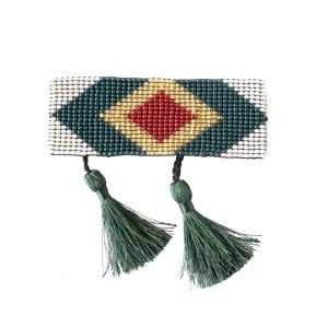 Beaded Tassel Bracelet Olive Diamond