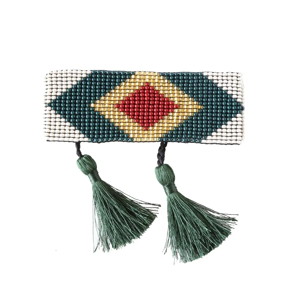 Beaded Tassel Bracelet Olive Diamond