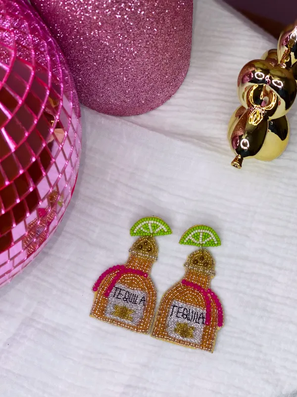 Beaded Tequila Bottle Earrings