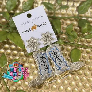 Beaded Wifey Boot Earrings