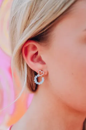 Beating Heart Beaded Earrings - Opal Aqua
