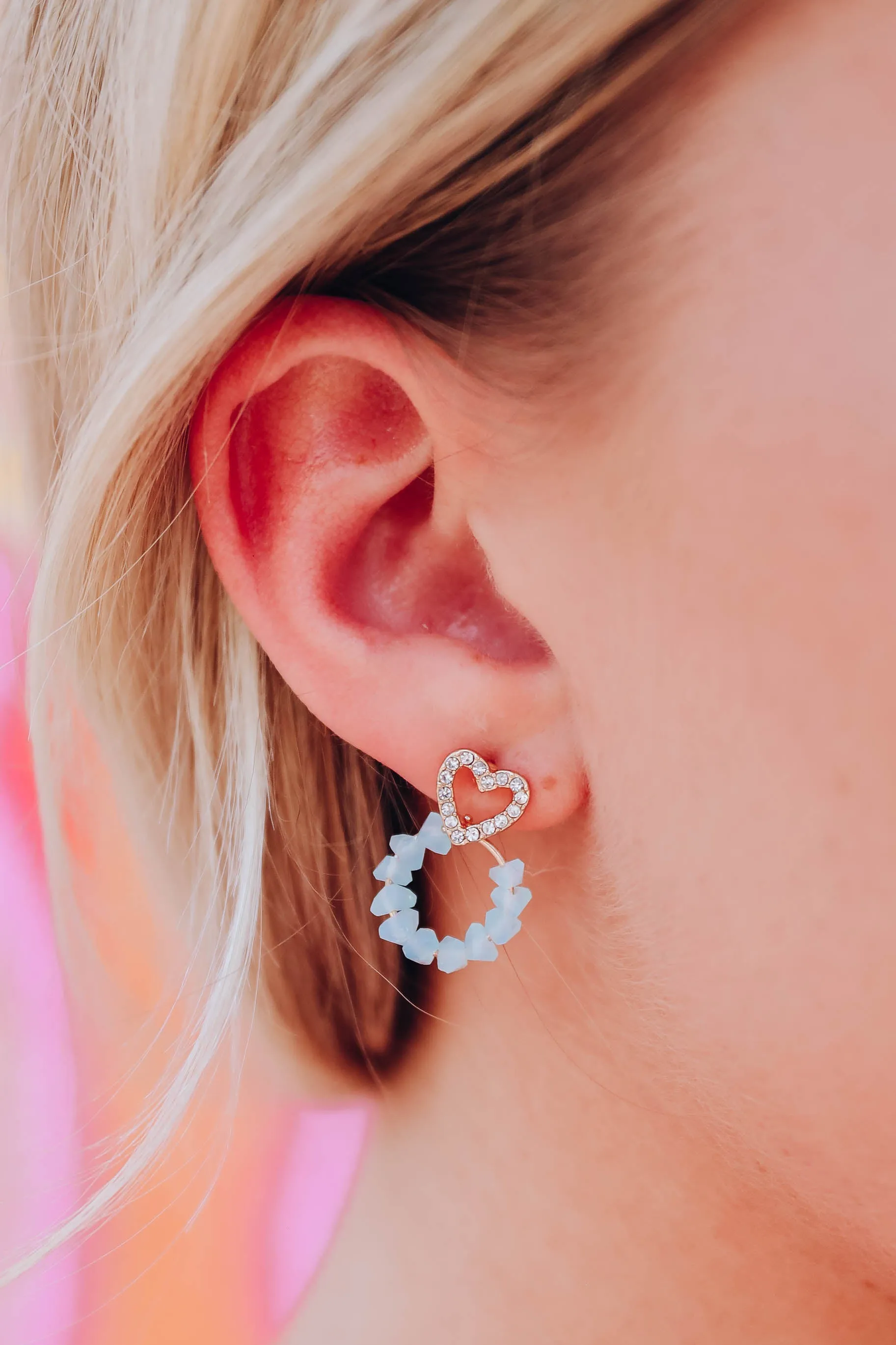 Beating Heart Beaded Earrings - Opal Aqua