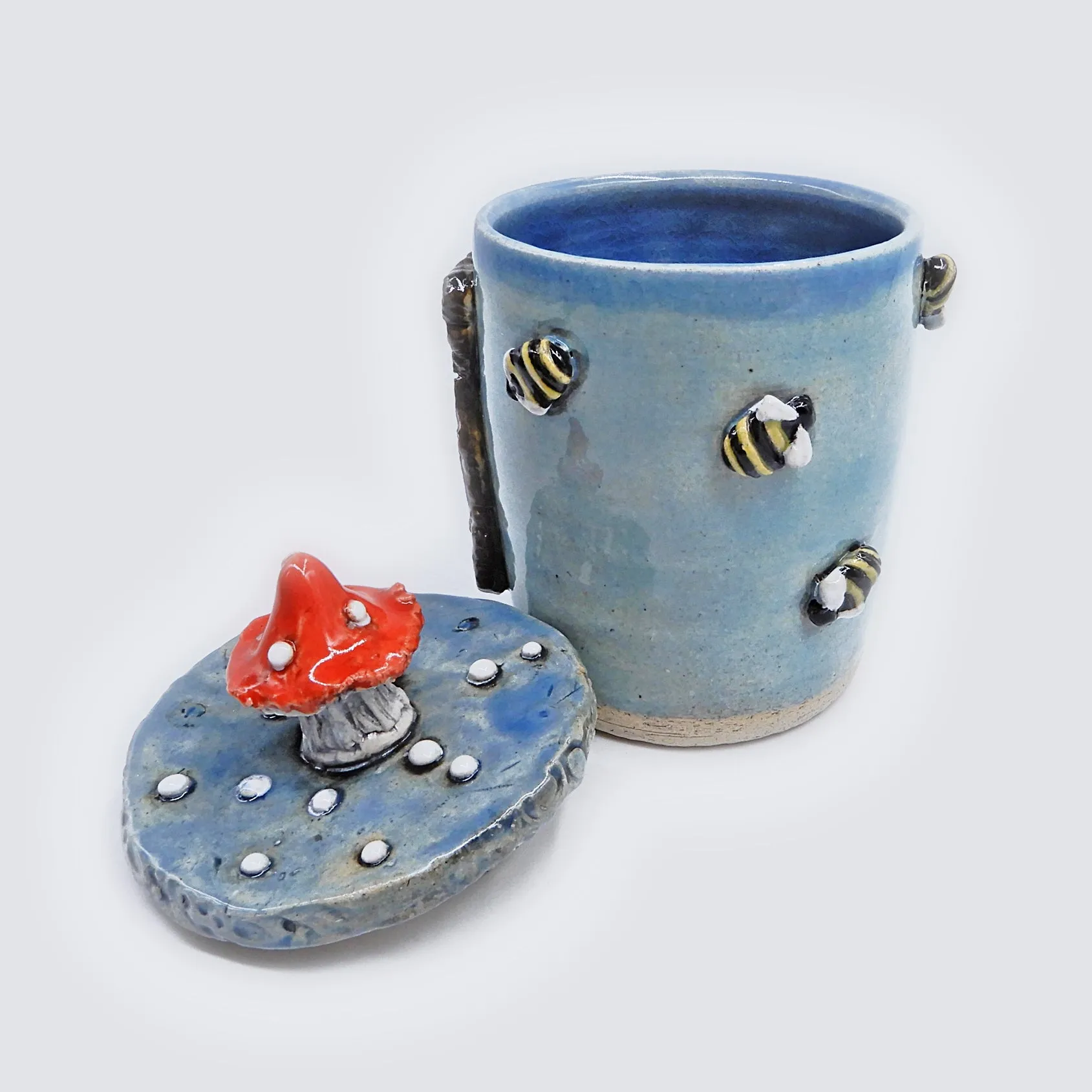 Bees and Mushrooms Lidded Jar