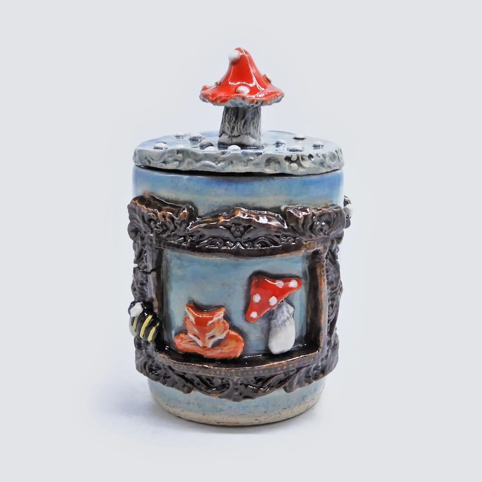 Bees and Mushrooms Lidded Jar