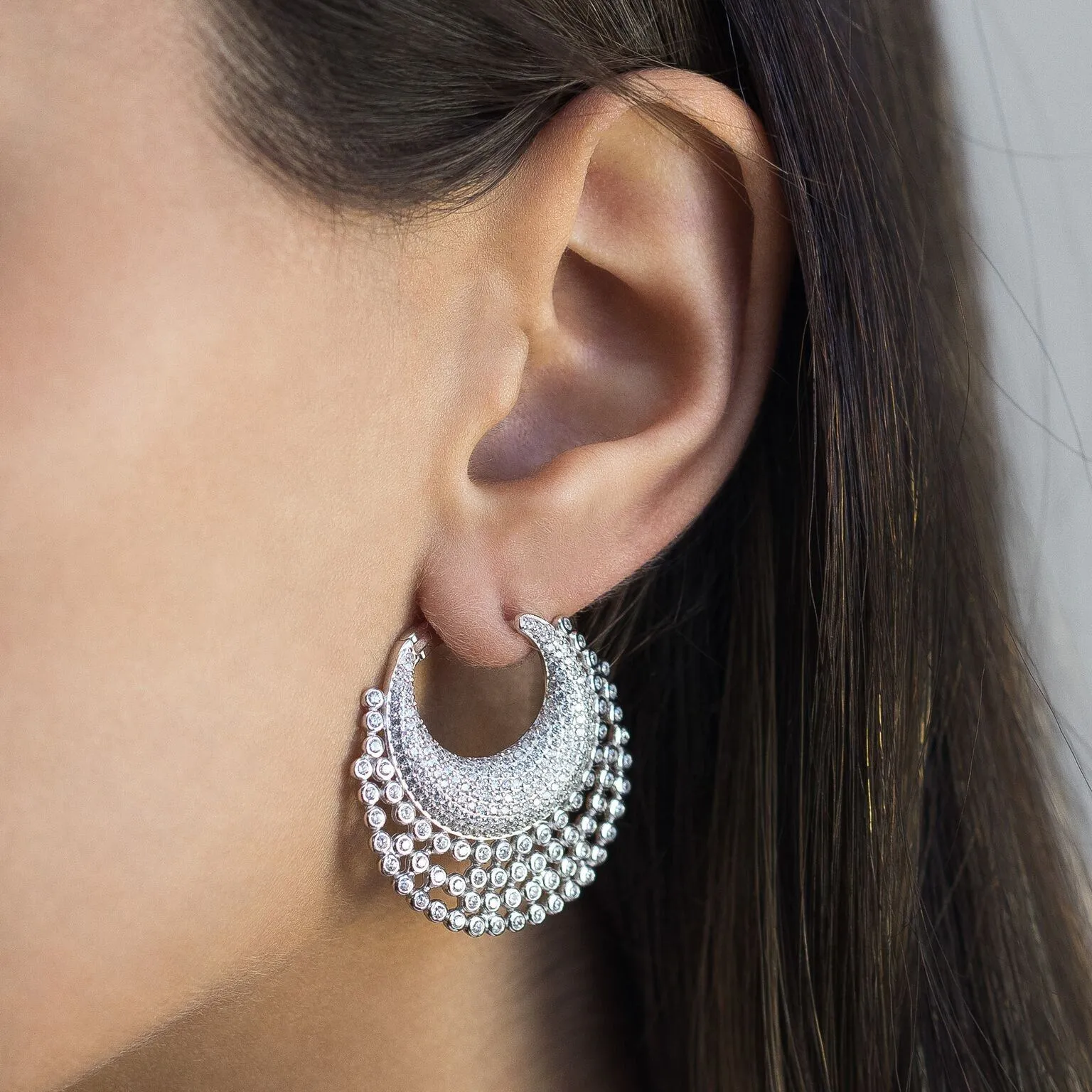 Bezel X Pavé Hoop Earring