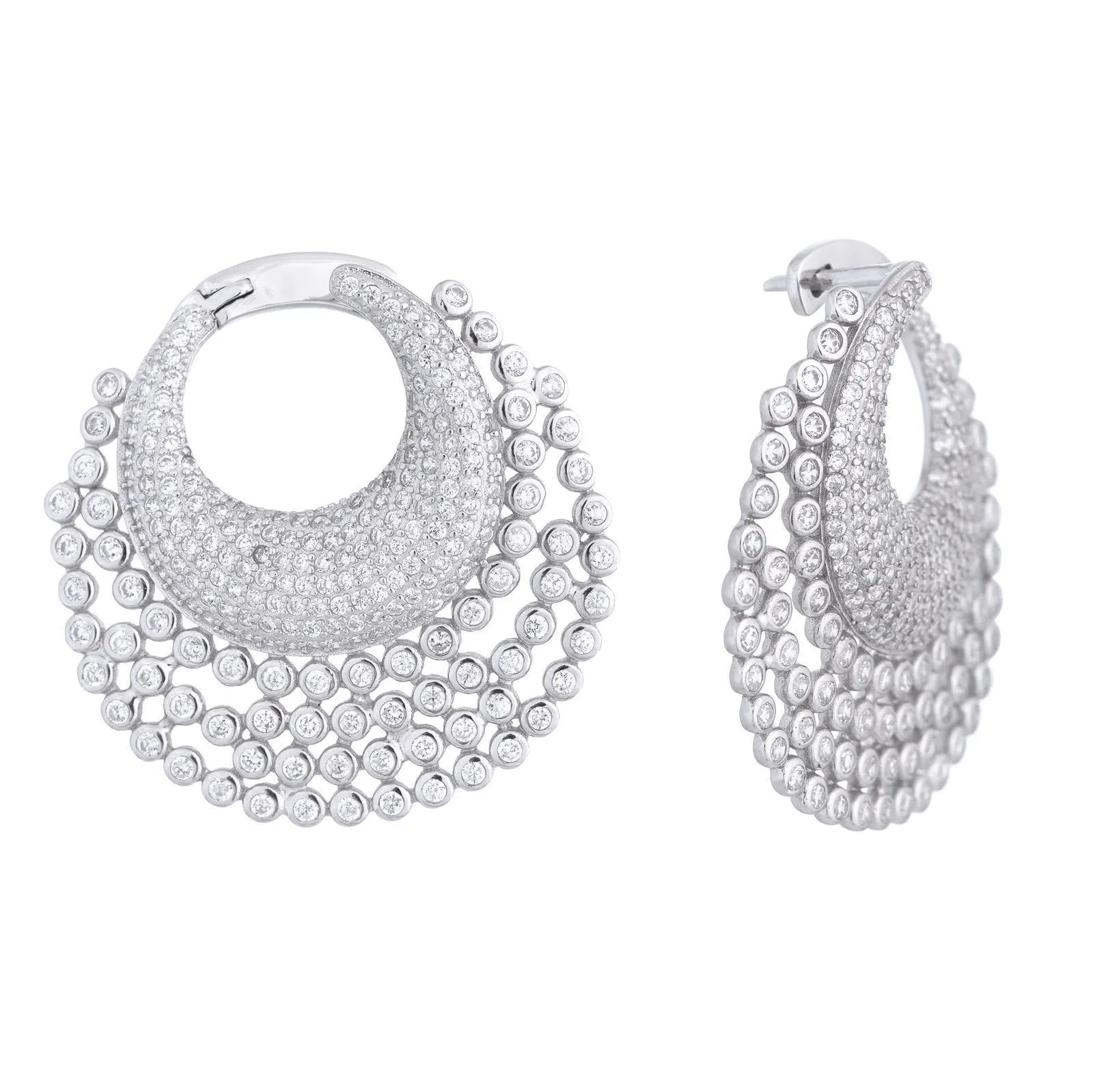 Bezel X Pavé Hoop Earring