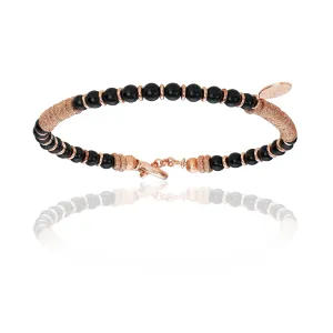 Black Agata Stone Beaded with Rose Gold