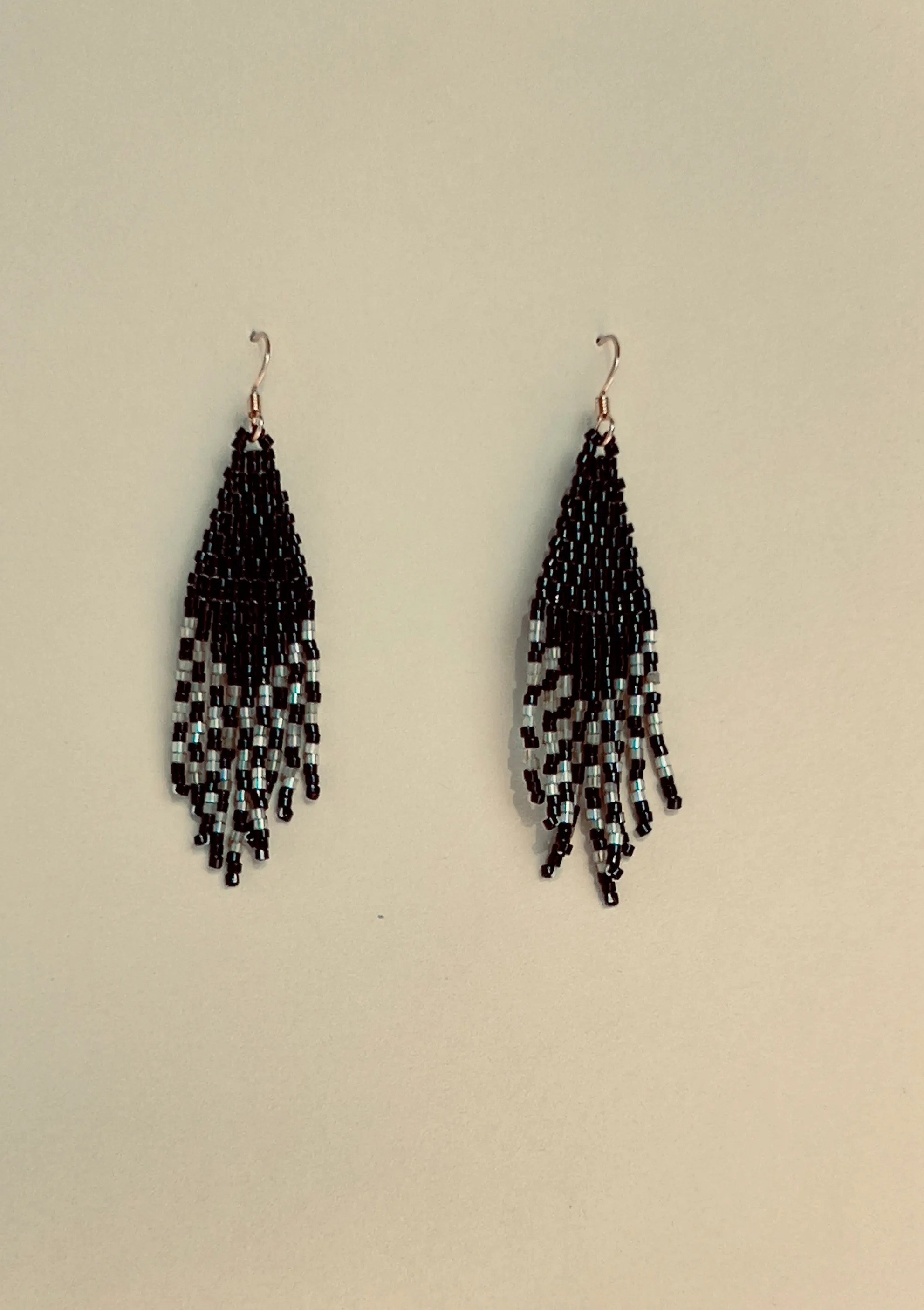 Black and Cactus Silk Beaded Earrings