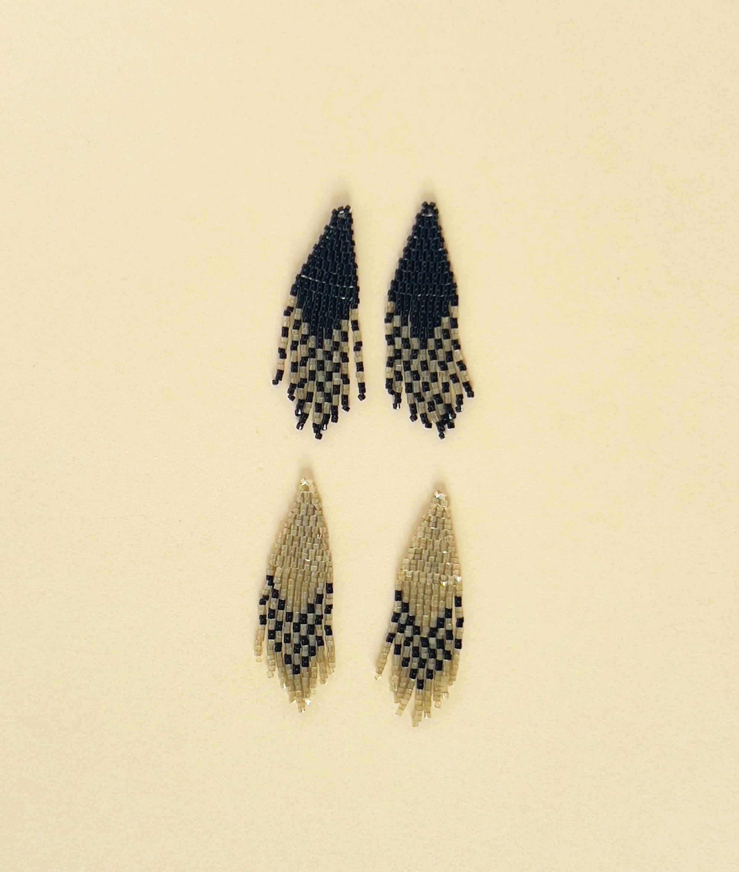 Black and Cactus Silk Beaded Earrings