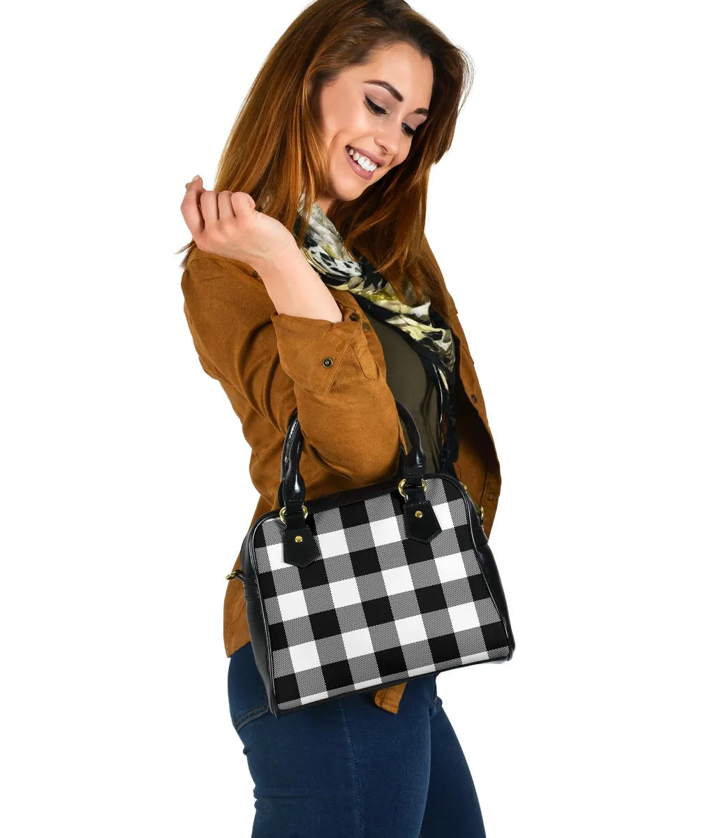 Black and White Buffalo Plaid Handbag Shoulder Bag