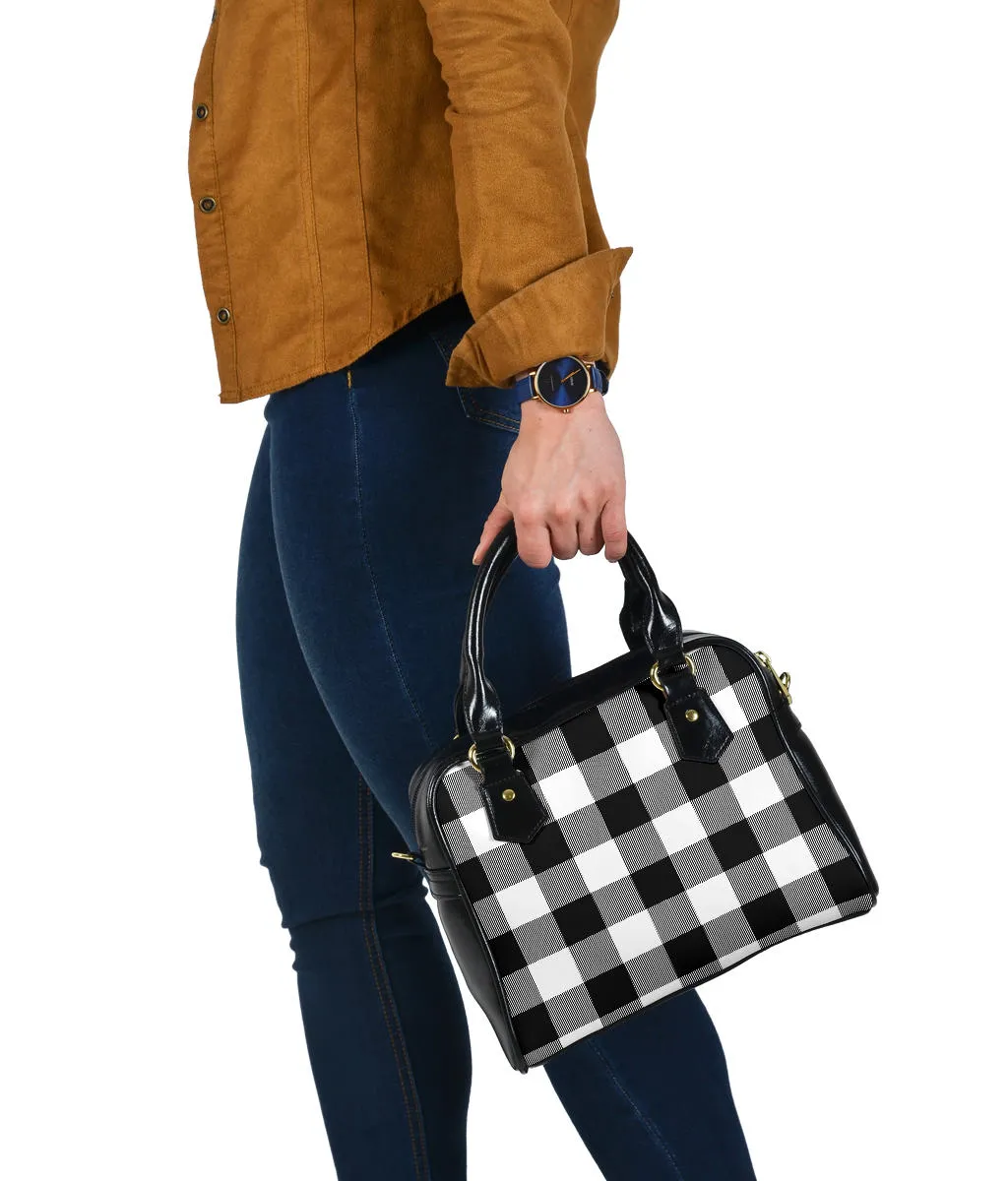 Black and White Buffalo Plaid Handbag Shoulder Bag